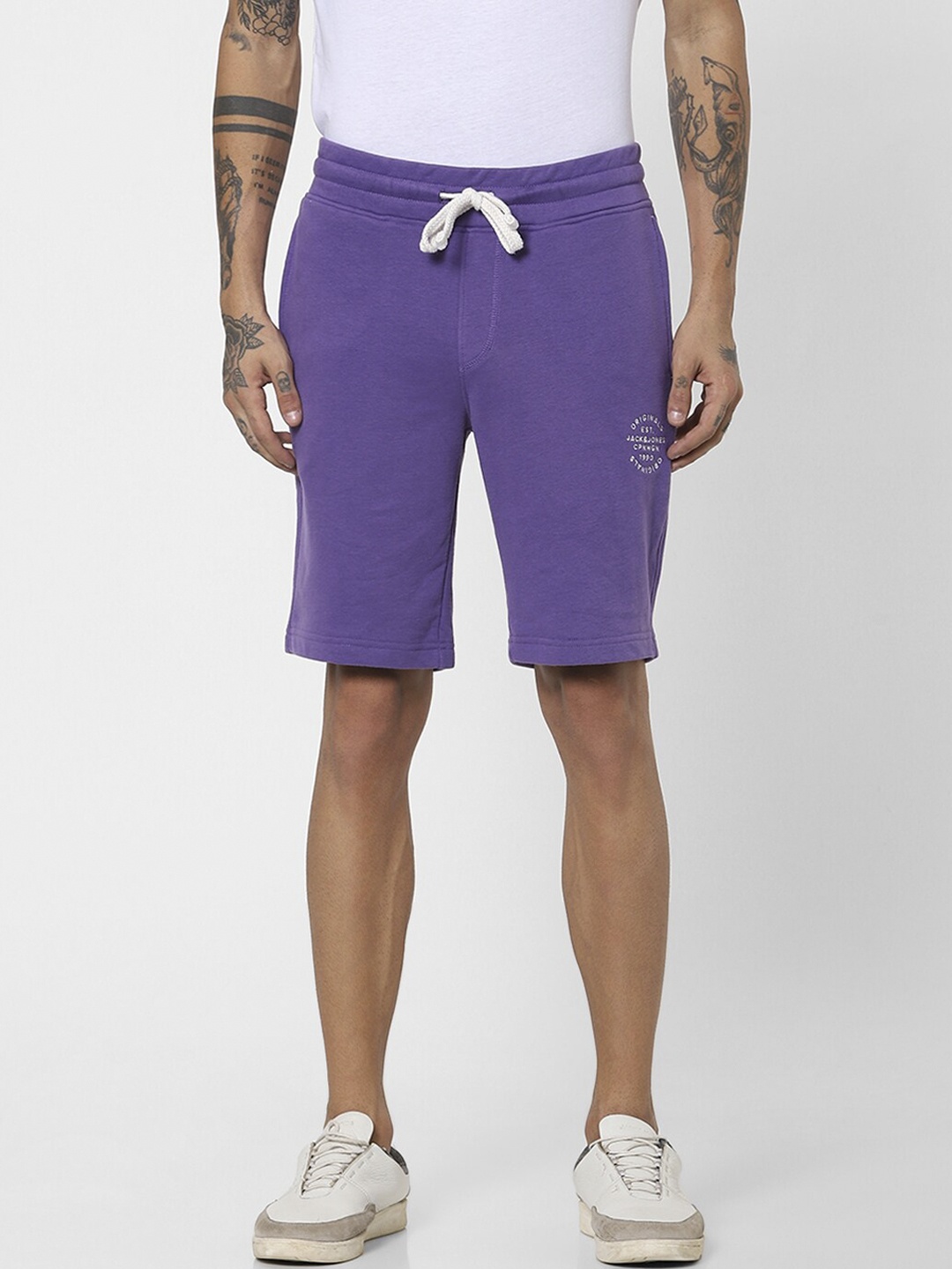 

Jack & Jones Men Purple Low-Rise Regular Shorts