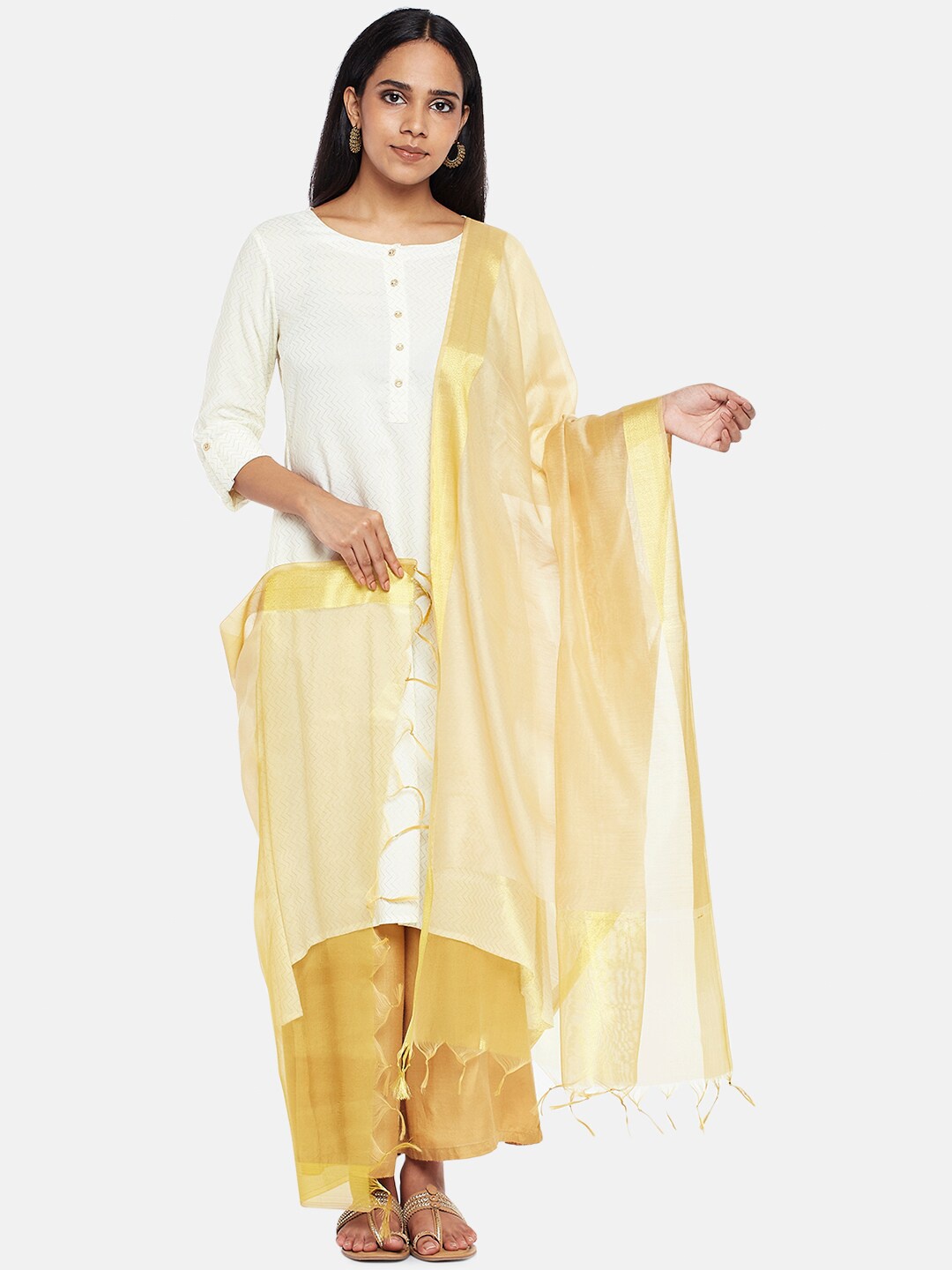 

RANGMANCH BY PANTALOONS Gold-Toned Solid Dupatta