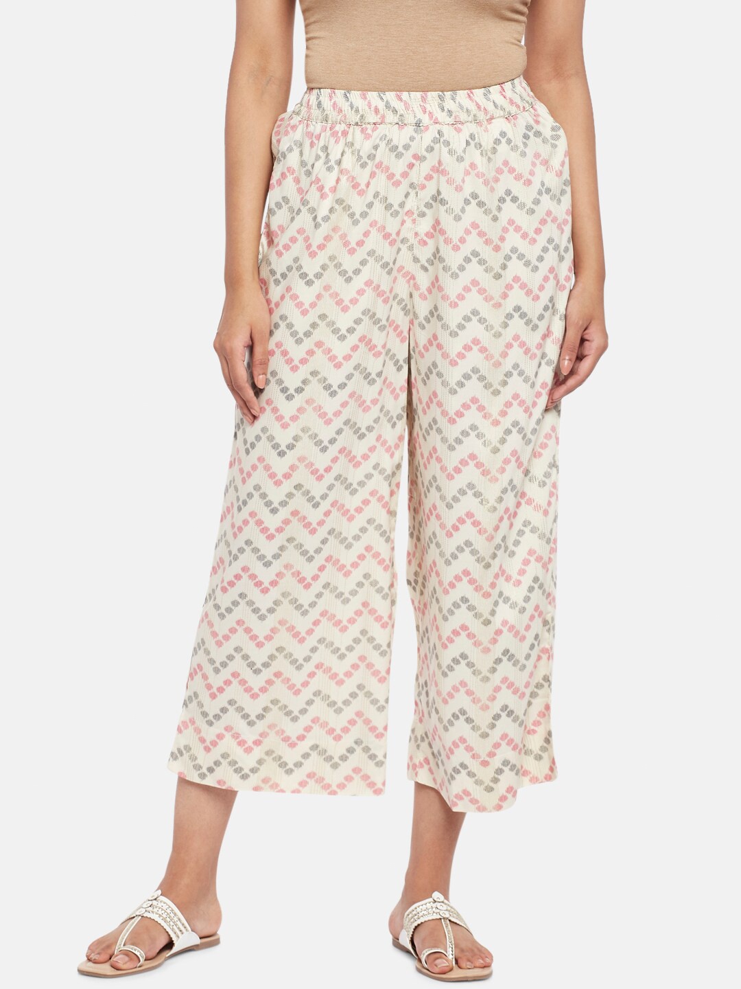 

RANGMANCH BY PANTALOONS Women Off White Printed