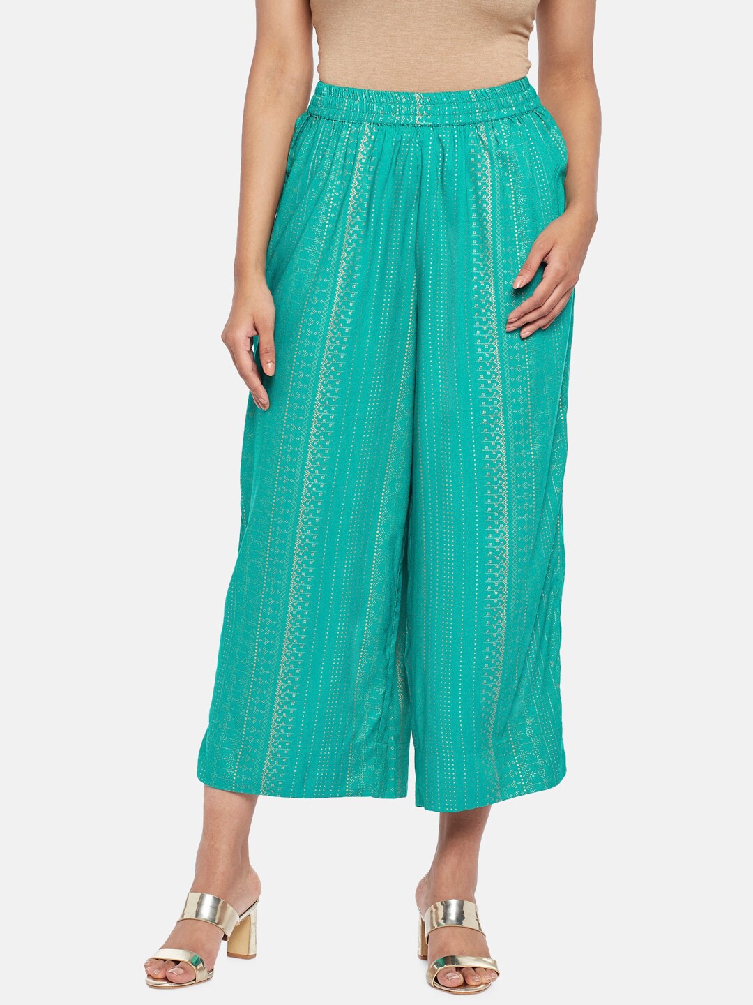 

RANGMANCH BY PANTALOONS Women Teal Printed, Sea green