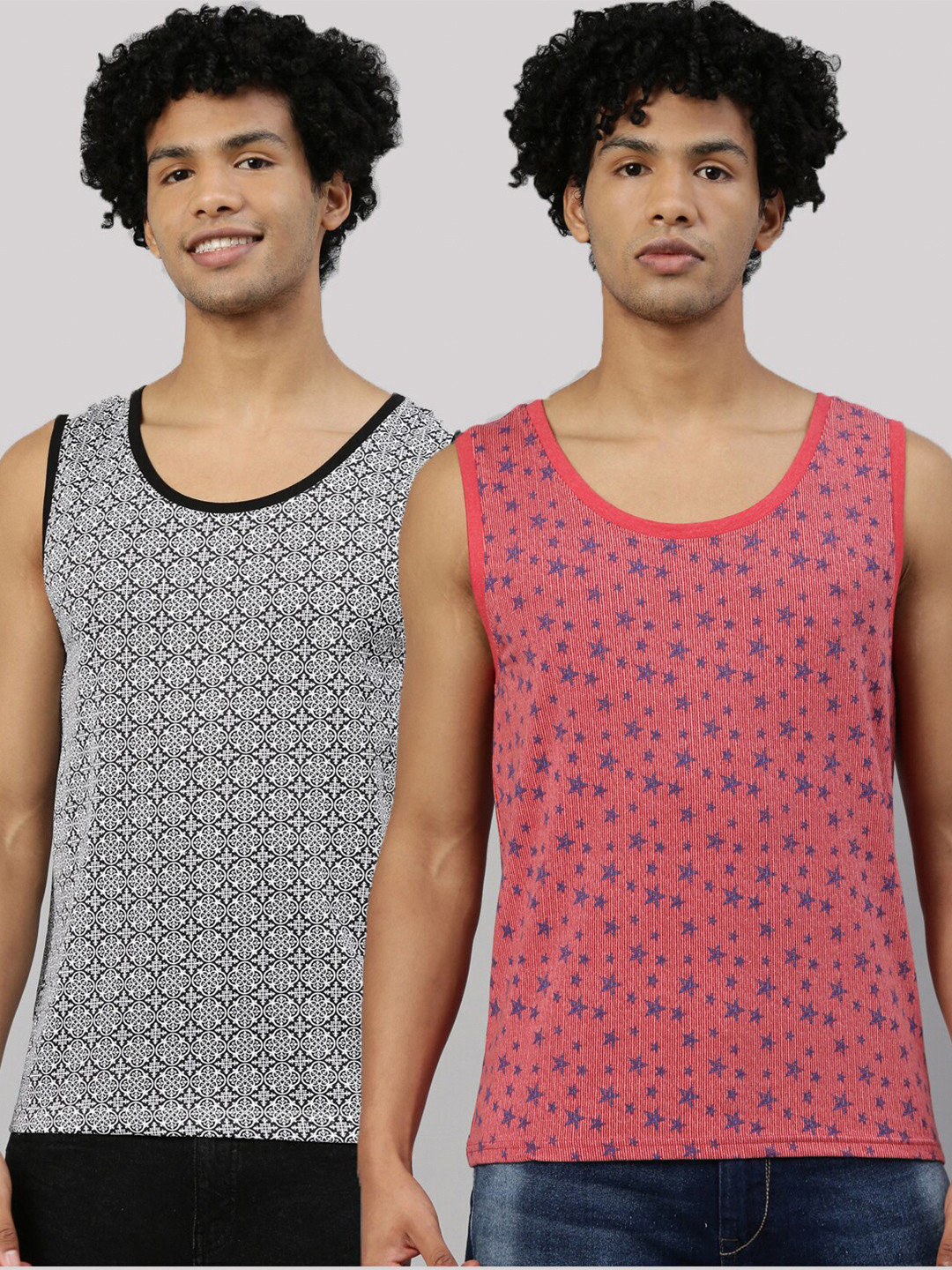 

Kryptic Men Grey Red Pack Of 2 Printed Pure Cotton T-shirt