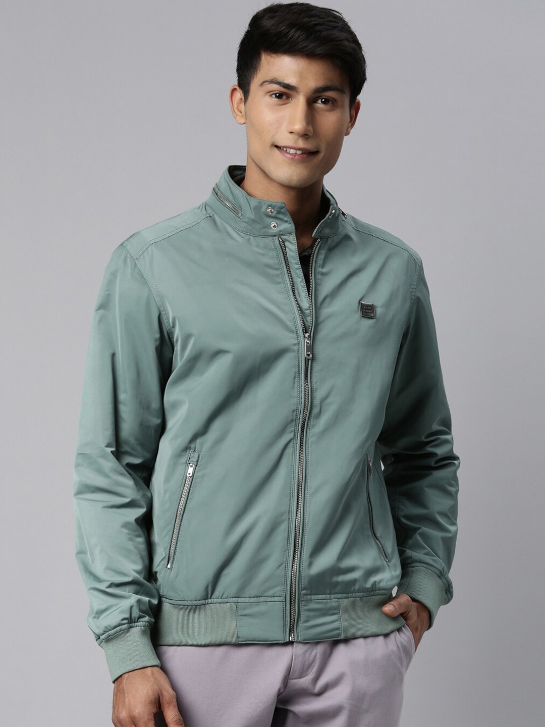 

RARE RABBIT Men Sea Green Lightweight Bomber Jacket