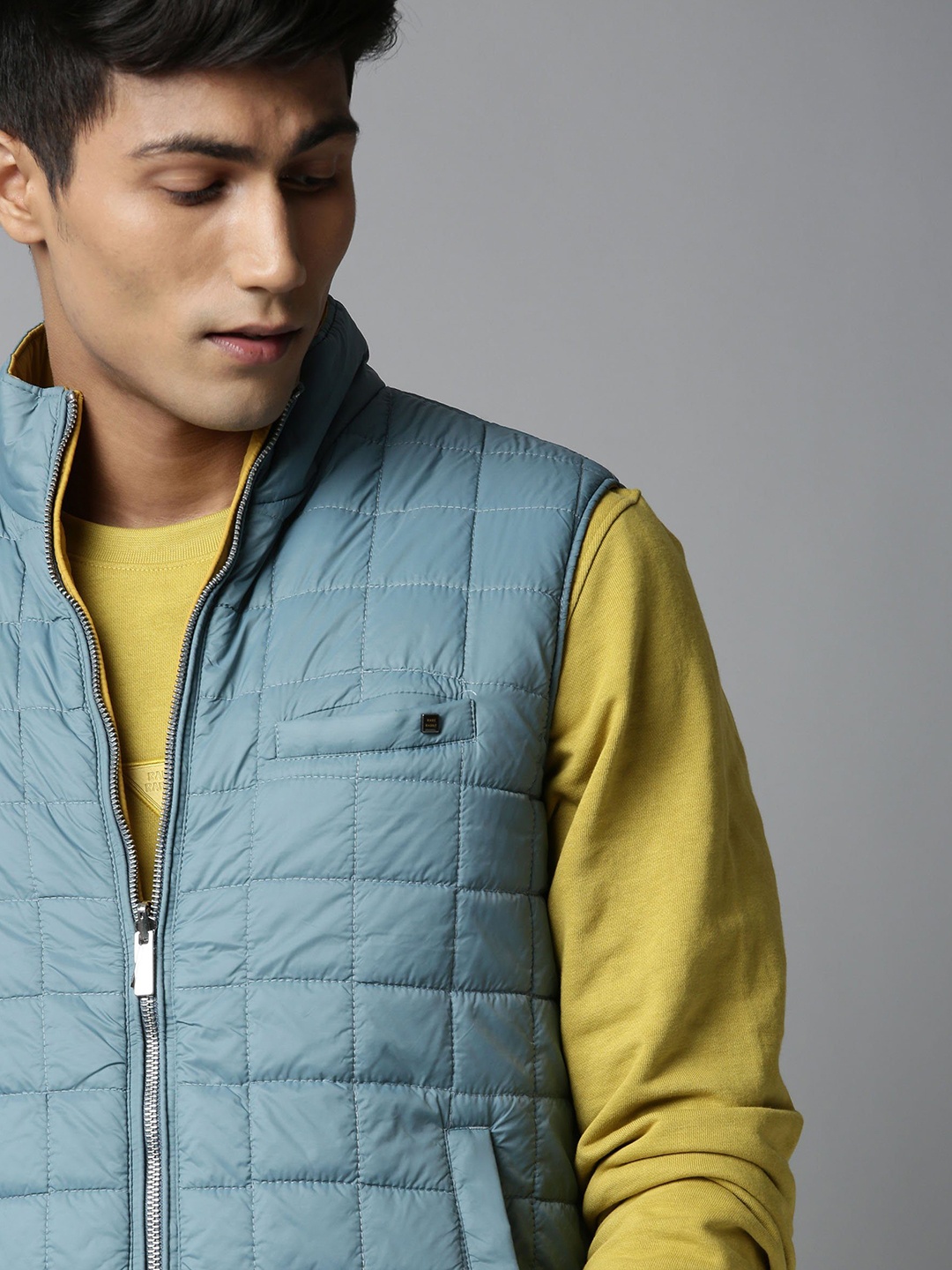 

RARE RABBIT Men Blue Reversible Bomber Jacket