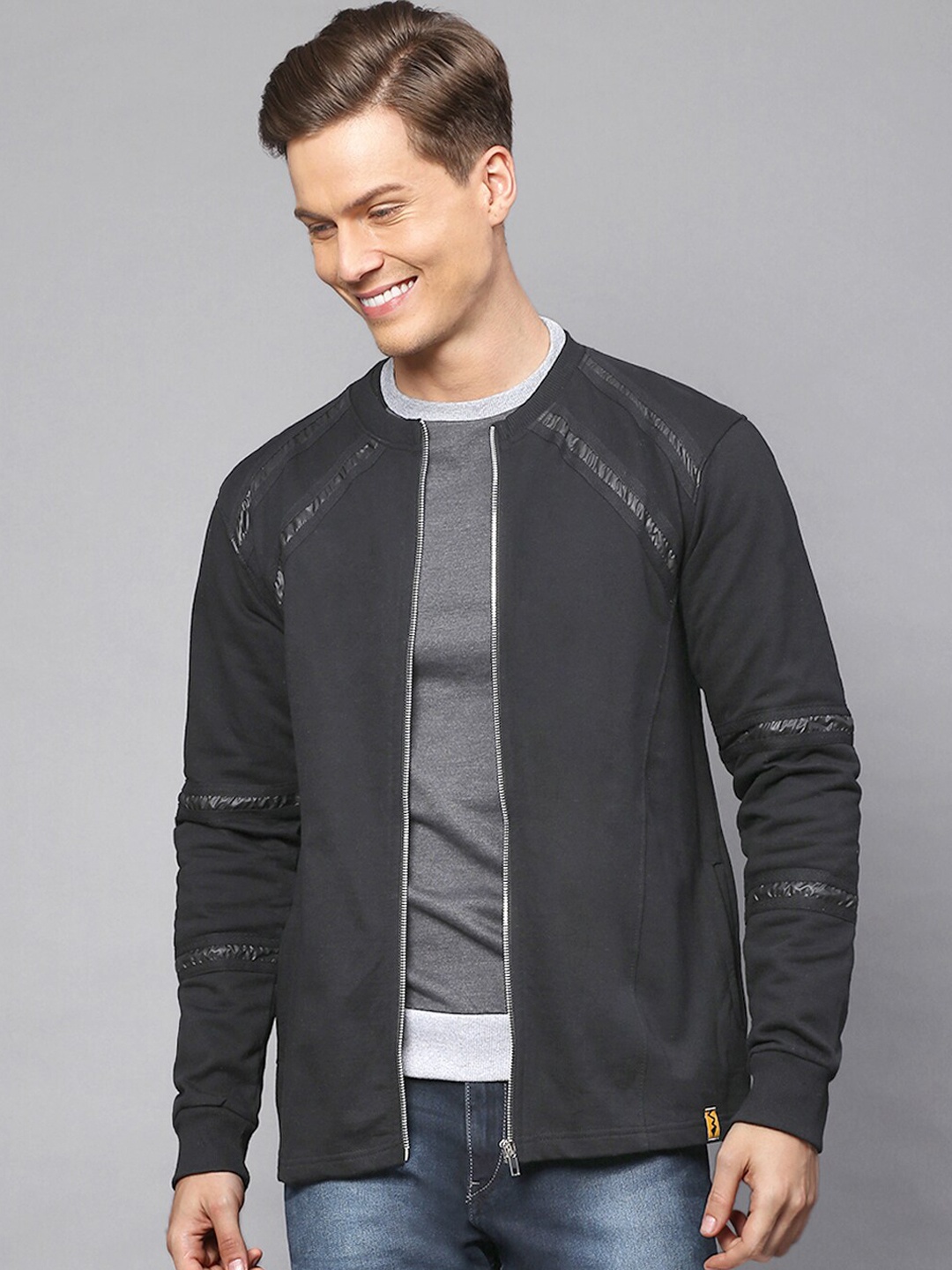 

Campus Sutra Men Black Windcheater Tailored Jacket