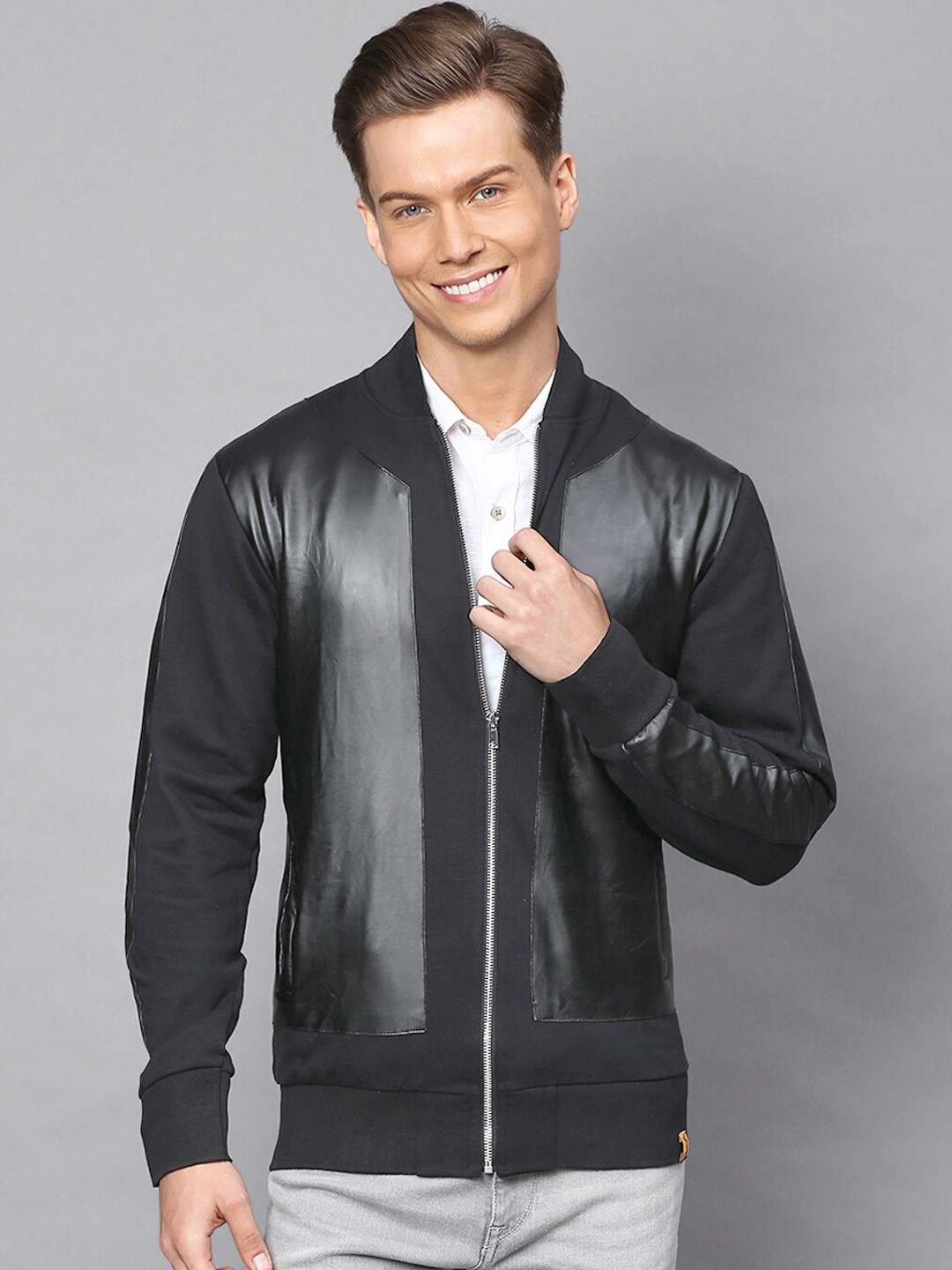 

Campus Sutra Men Black Windcheater Bomber Jacket