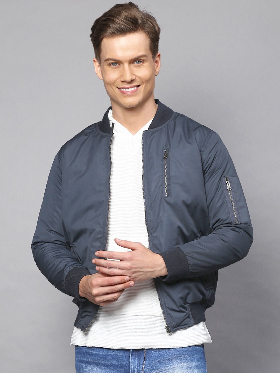 

Campus Sutra Men Blue Windcheater Sporty Jacket