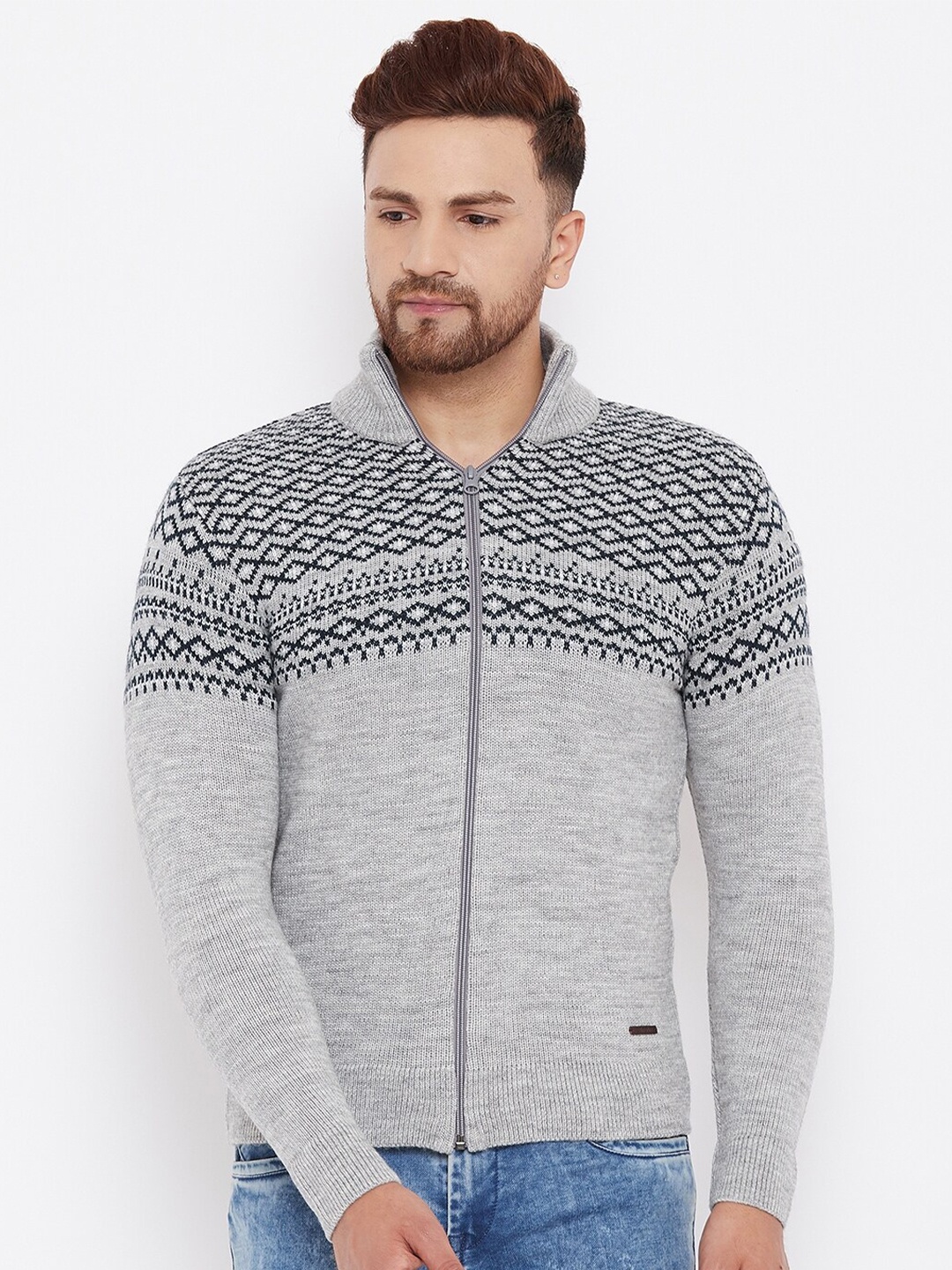 

98 Degree North Men Grey Self Design
