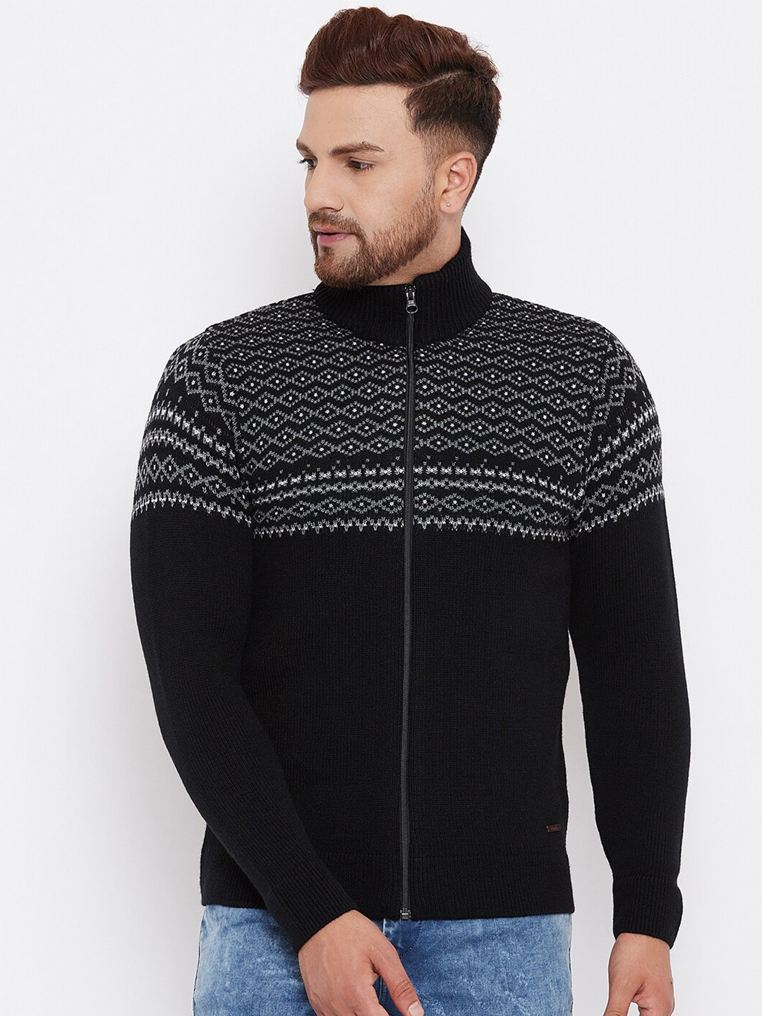 

98 Degree North Men Black Self Design