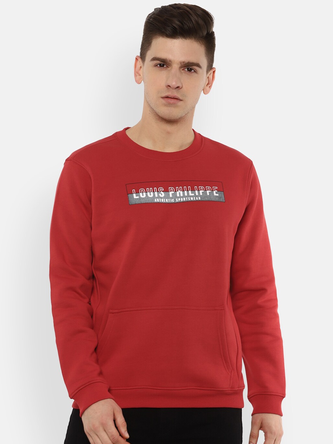

Louis Philippe Sport Men Red Brand Logo Printed Pure Cotton Sweatshirt