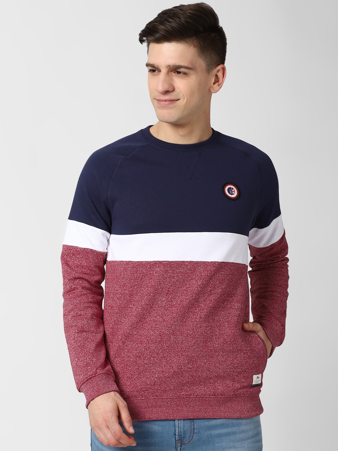

Peter England Casuals Men Red Colourblocked Sweatshirt