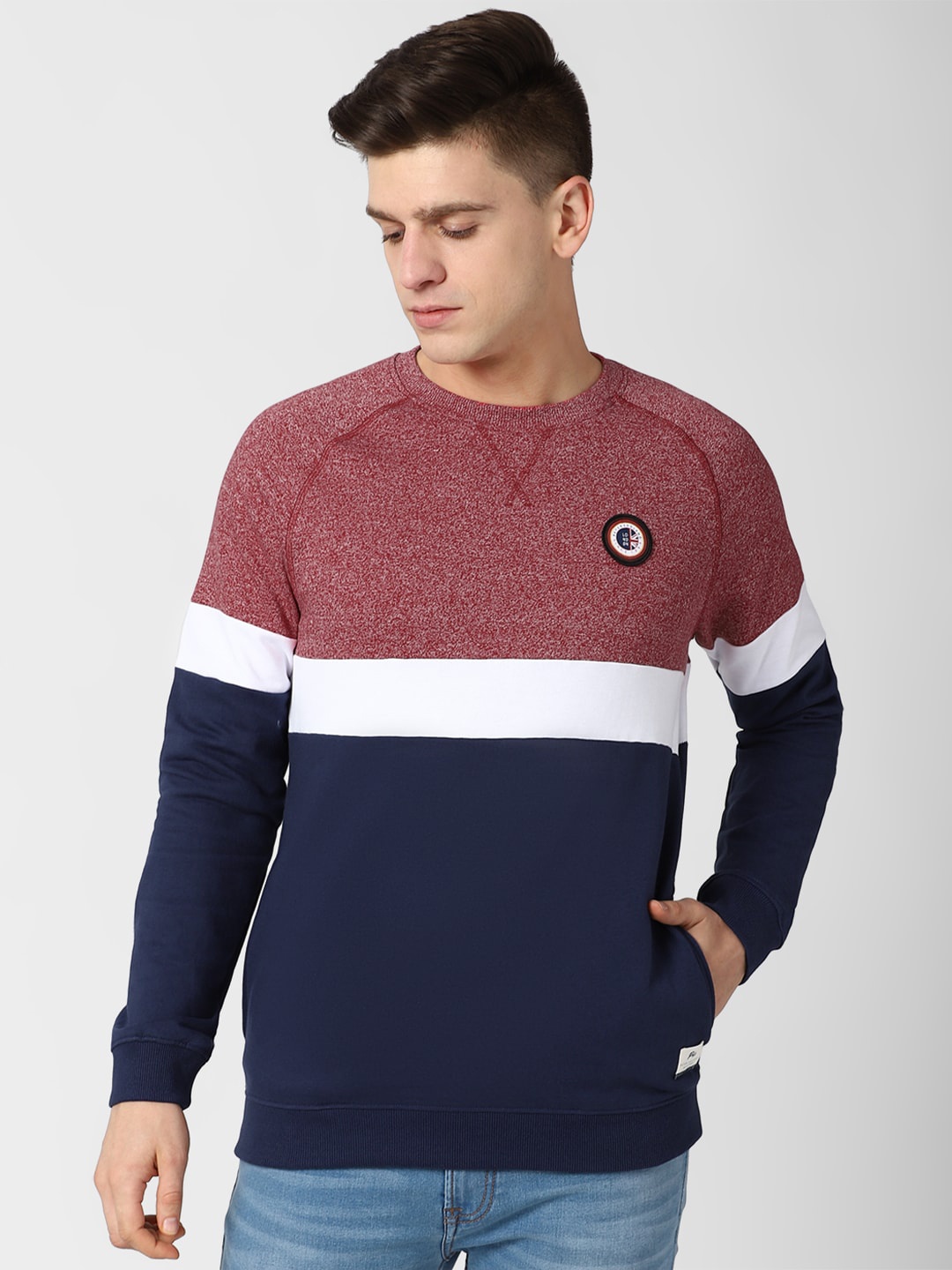 

Peter England Casuals Men Navy Blue Colourblocked Sweatshirt