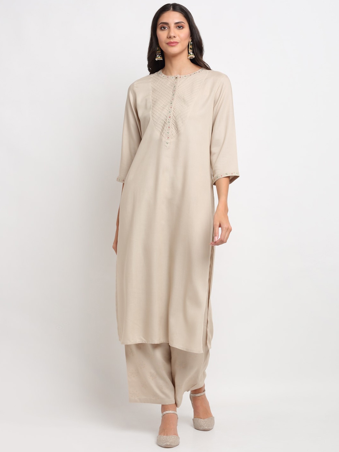 

BLANC9 Women Beige Kurta