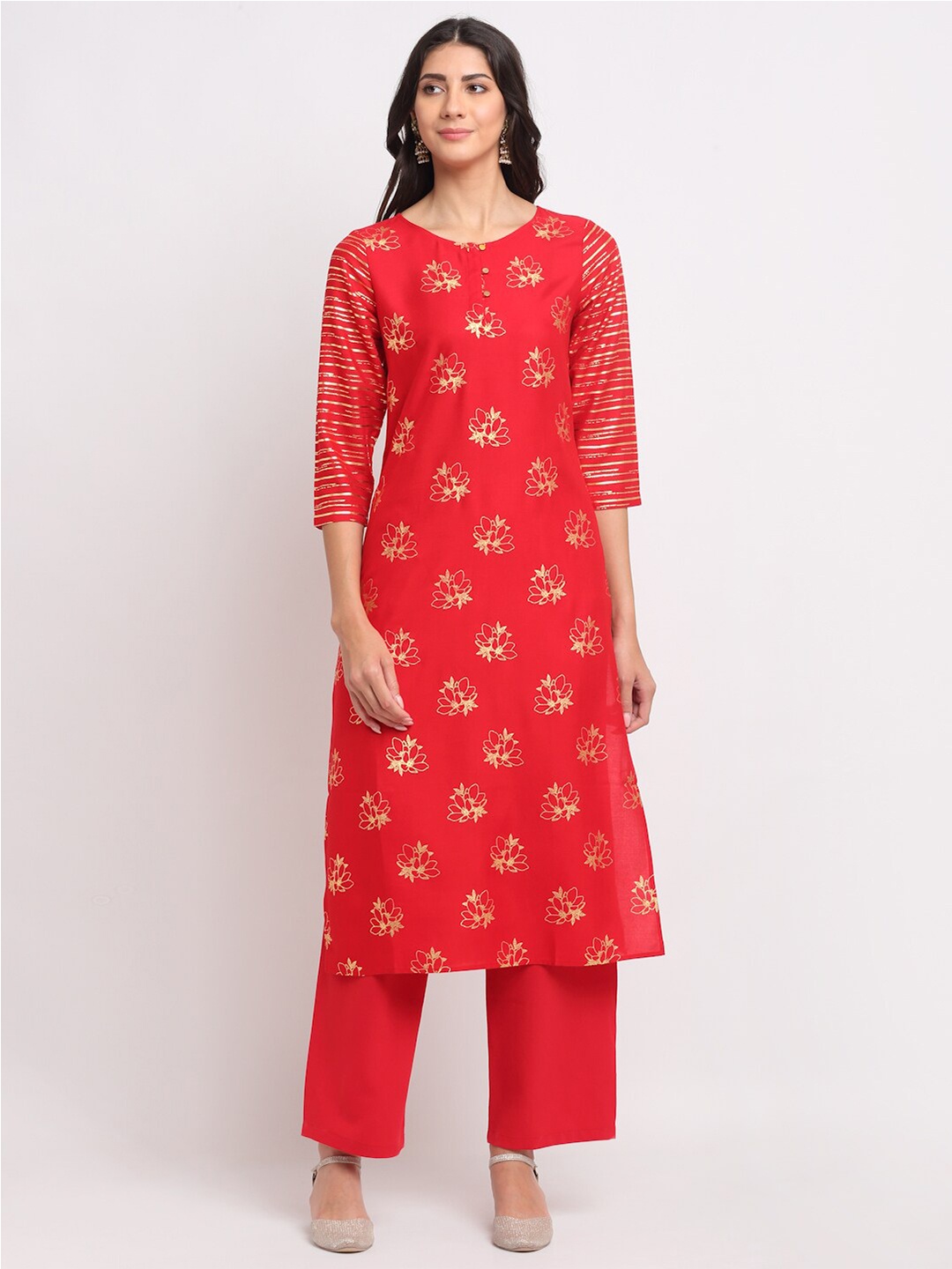 

BLANC9 Women Red Ethnic Motifs Printed Kurta