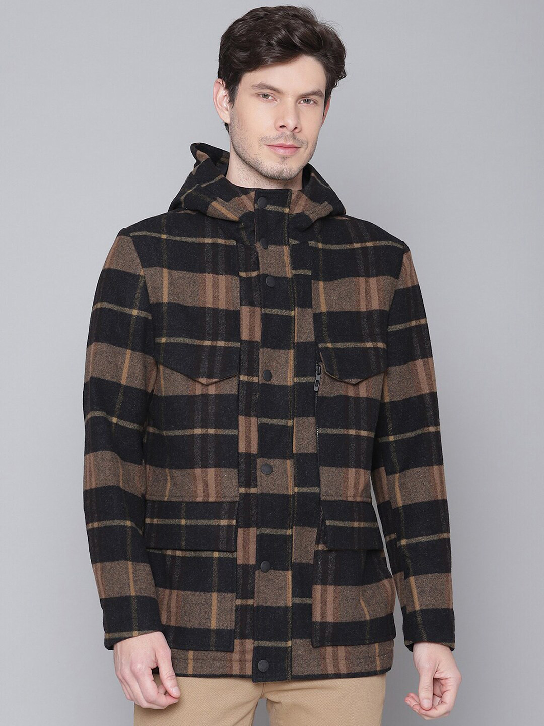 

Antony Morato Brown & Navy Blue Checked Over Coat