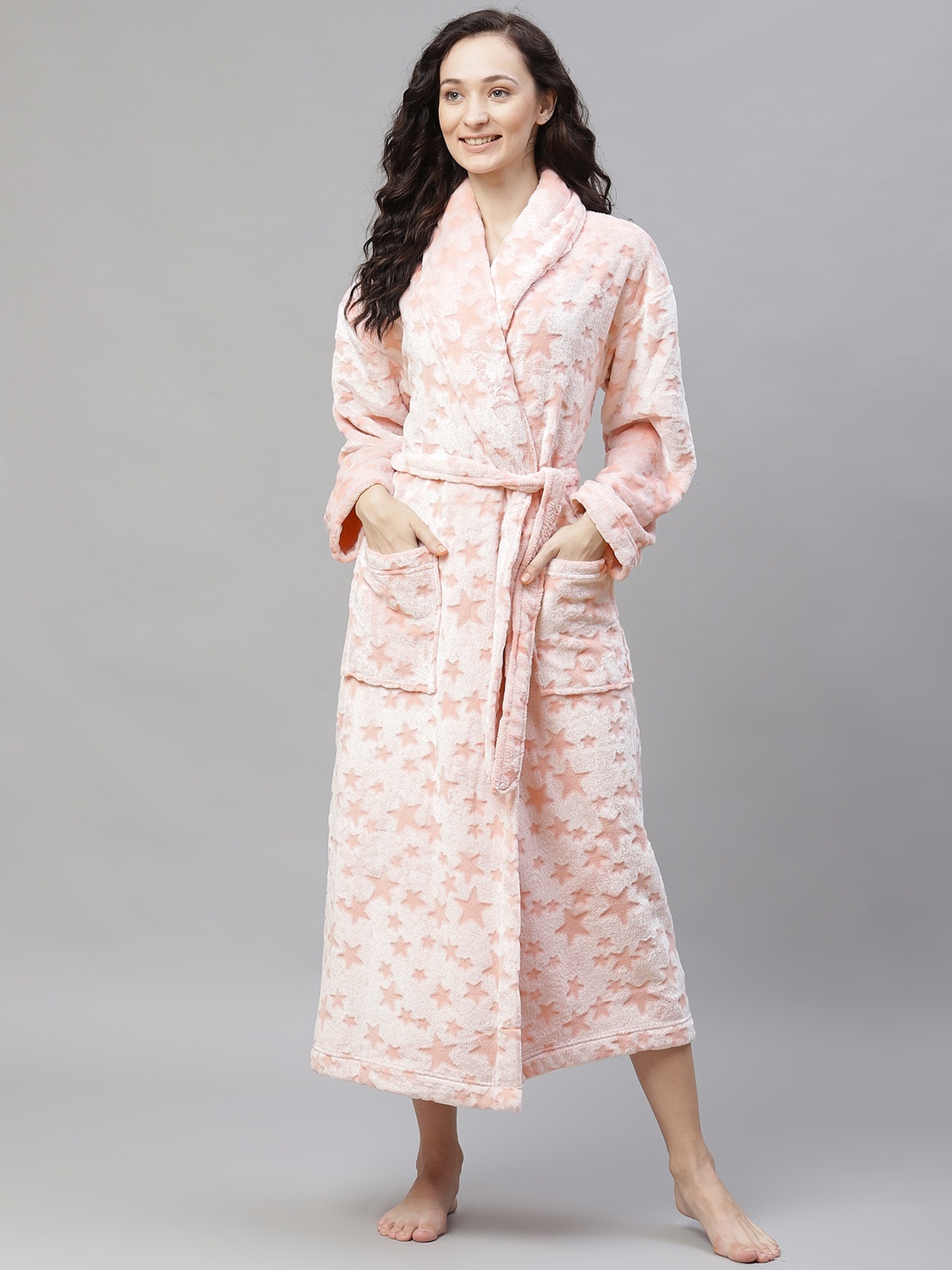 

Marks & Spencer Women Peach-Coloured Printed Robe