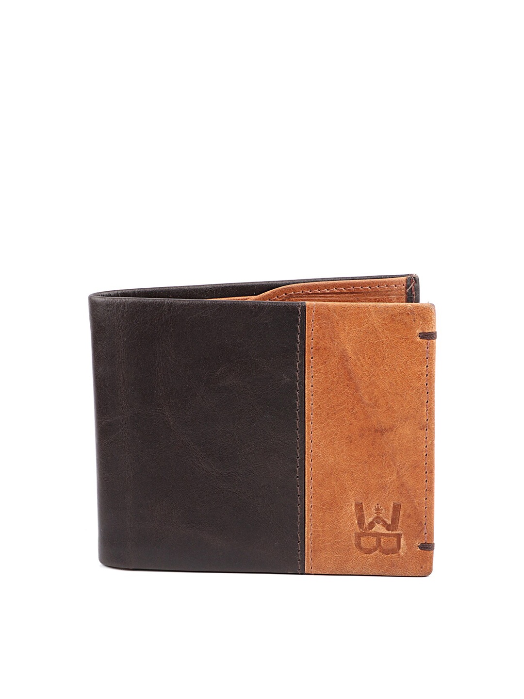 

WELBAWT Men Tan & Brown Colourblocked Leather Two Fold Wallet