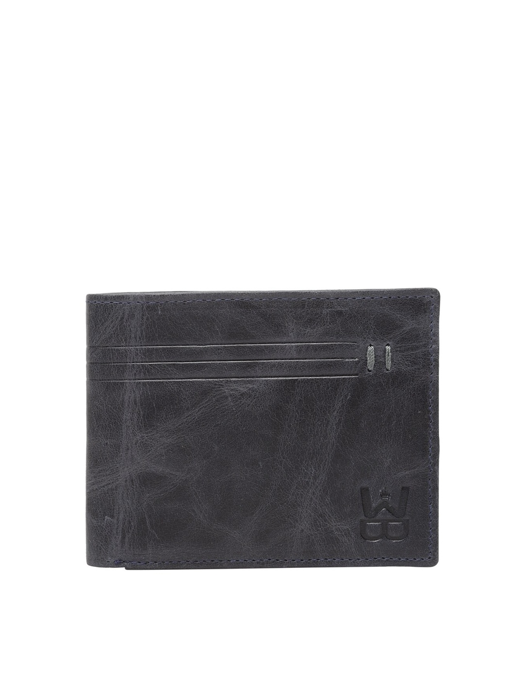 

WELBAWT Men Black Self Design Leather Two Fold Wallet