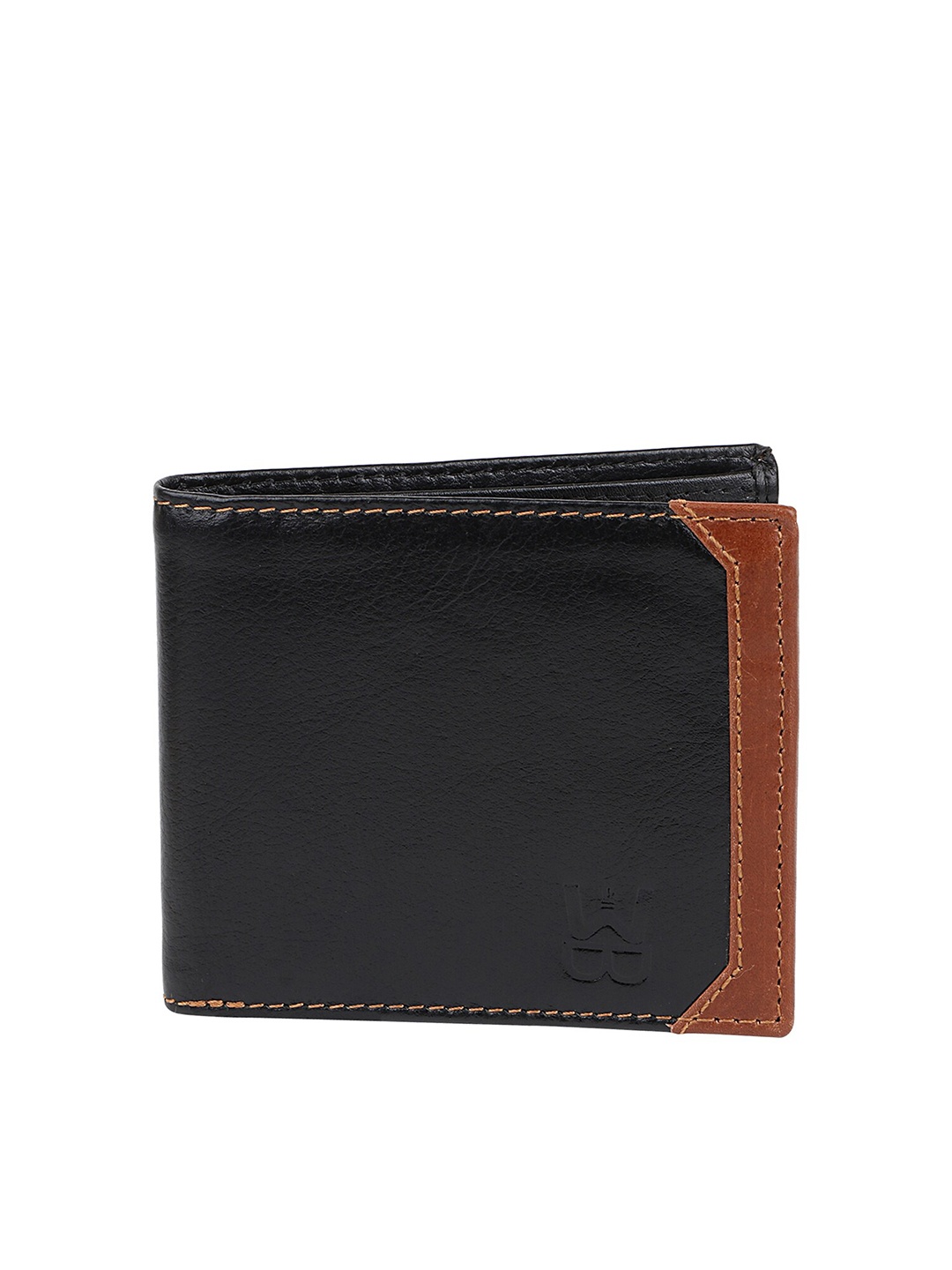 

WELBAWT Men Black & Tan Colourblocked Leather Two Fold Wallet