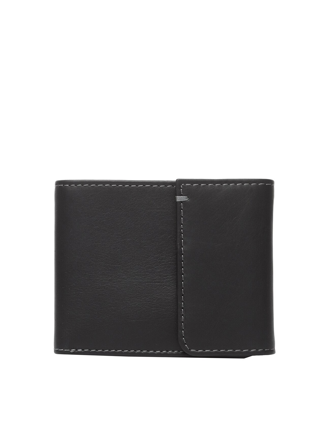 

WELBAWT Men Black Leather Two Fold Wallet