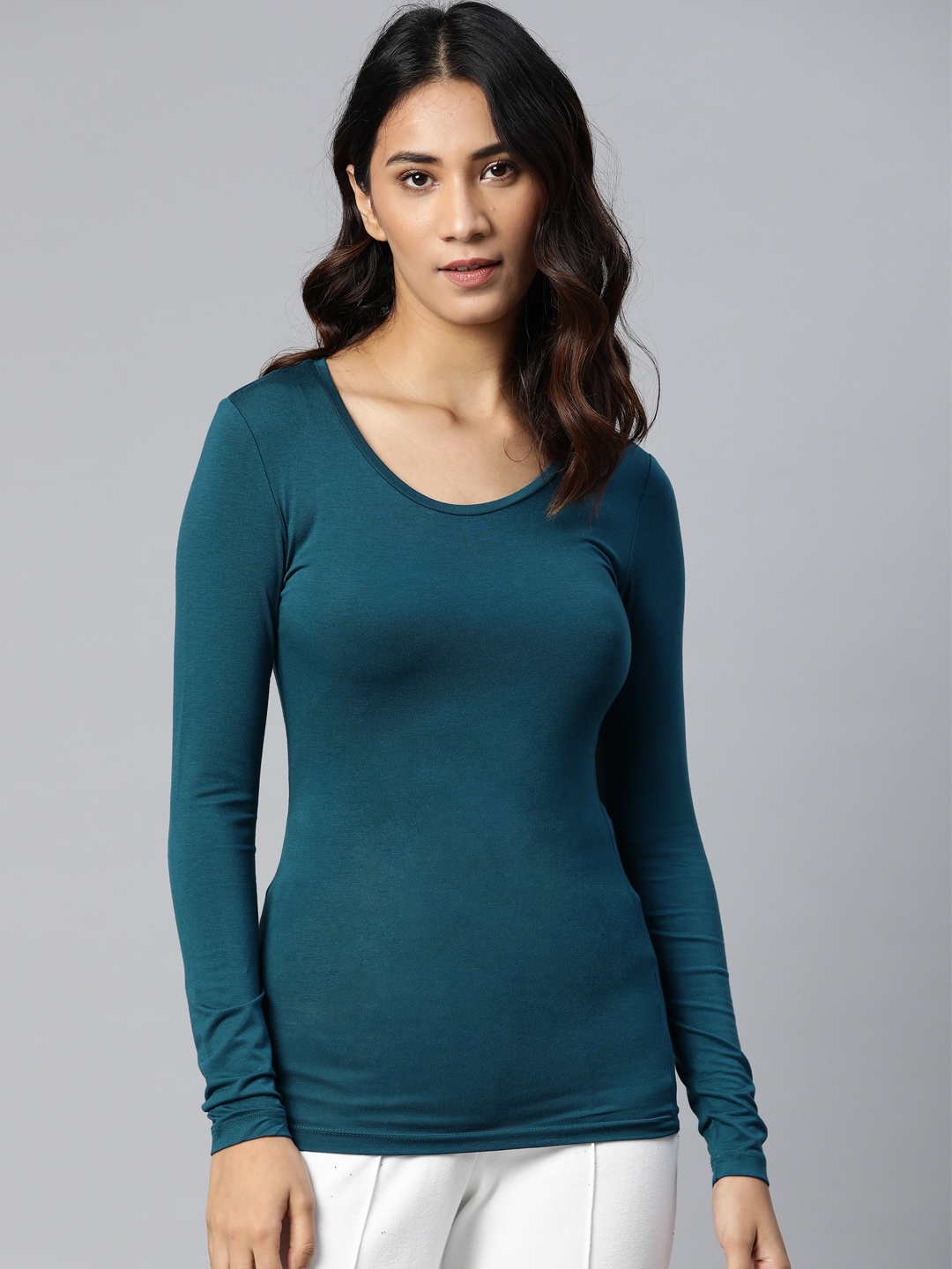 

Marks & Spencer Women Teal Blue Solid Thermal Top