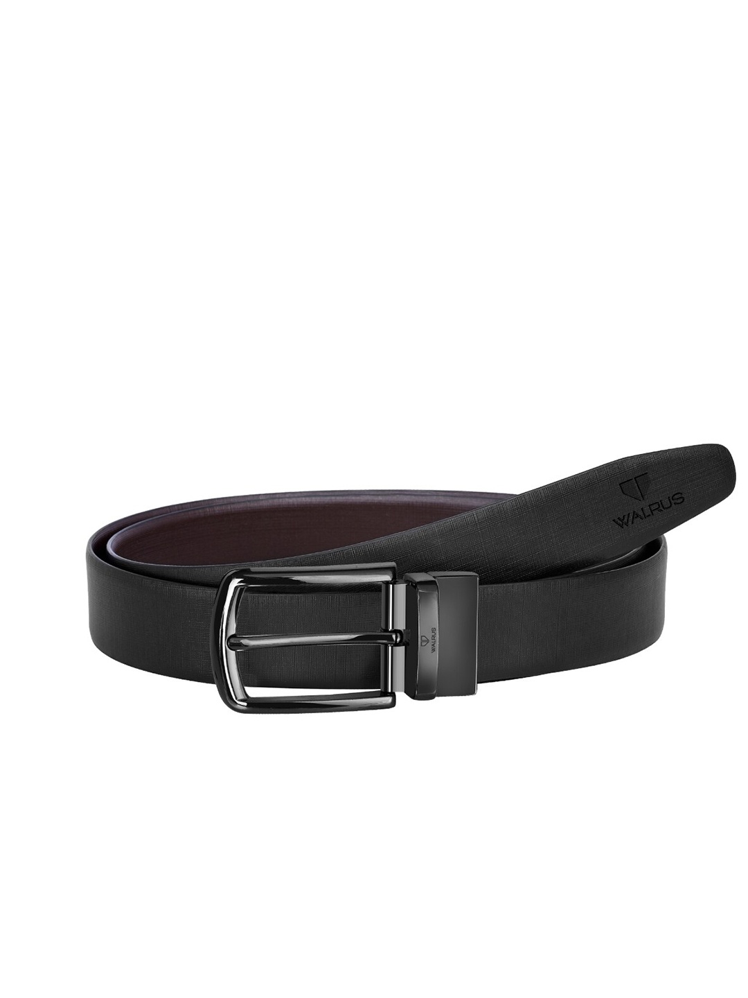 

Walrus Men Black Textured Leather Reversible Belt