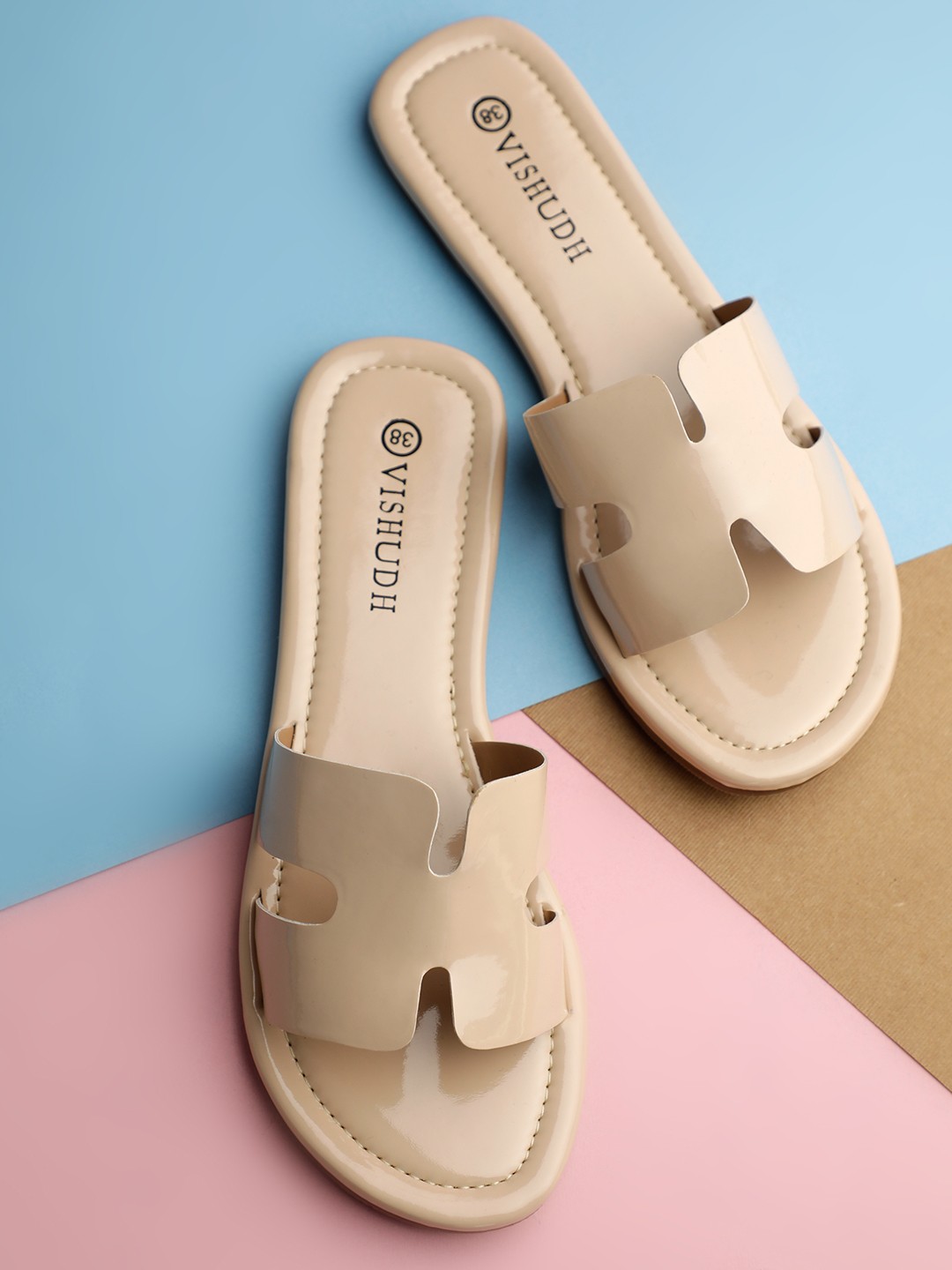 

Vishudh Women Beige Open Toe Flats