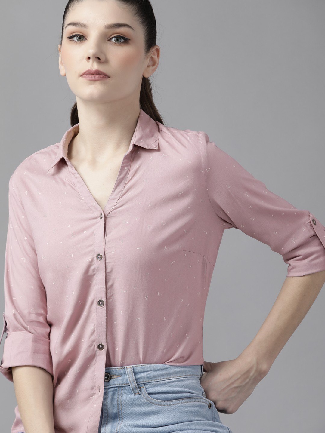 

Roadster Women Lavender Printed Printed Casual Sustainable Shirt