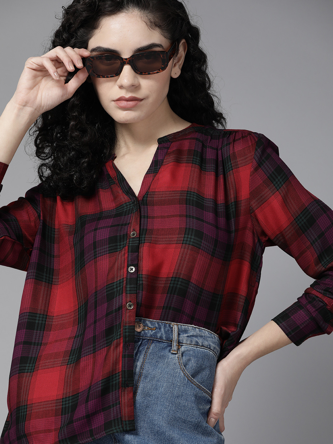 

Roadster Women Eco Vera Red Tartan Checks Casual Shirt