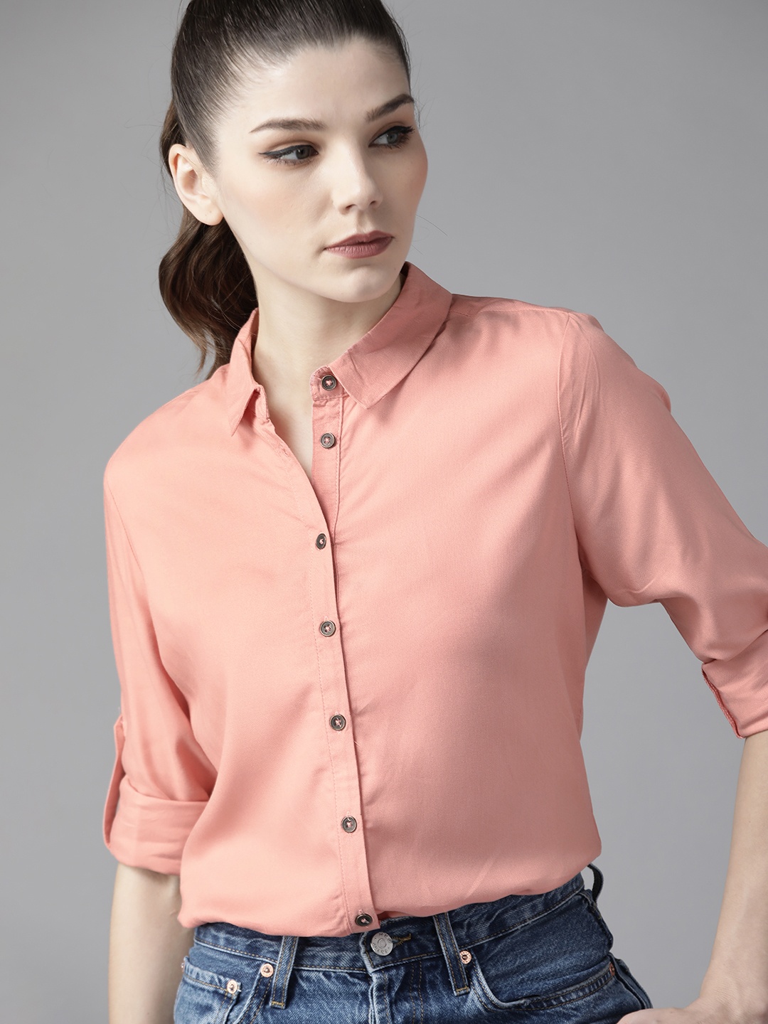 

Roadster Women Pink Sustainable EcoVero Solid Casual Shirt