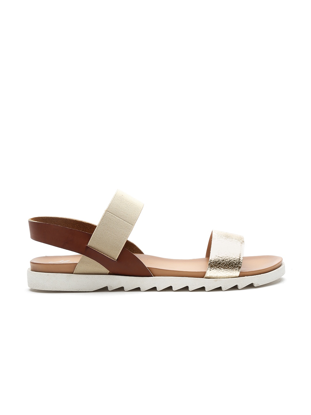 

Carlton London Women Gold-Toned & Beige Colourblocked Flats