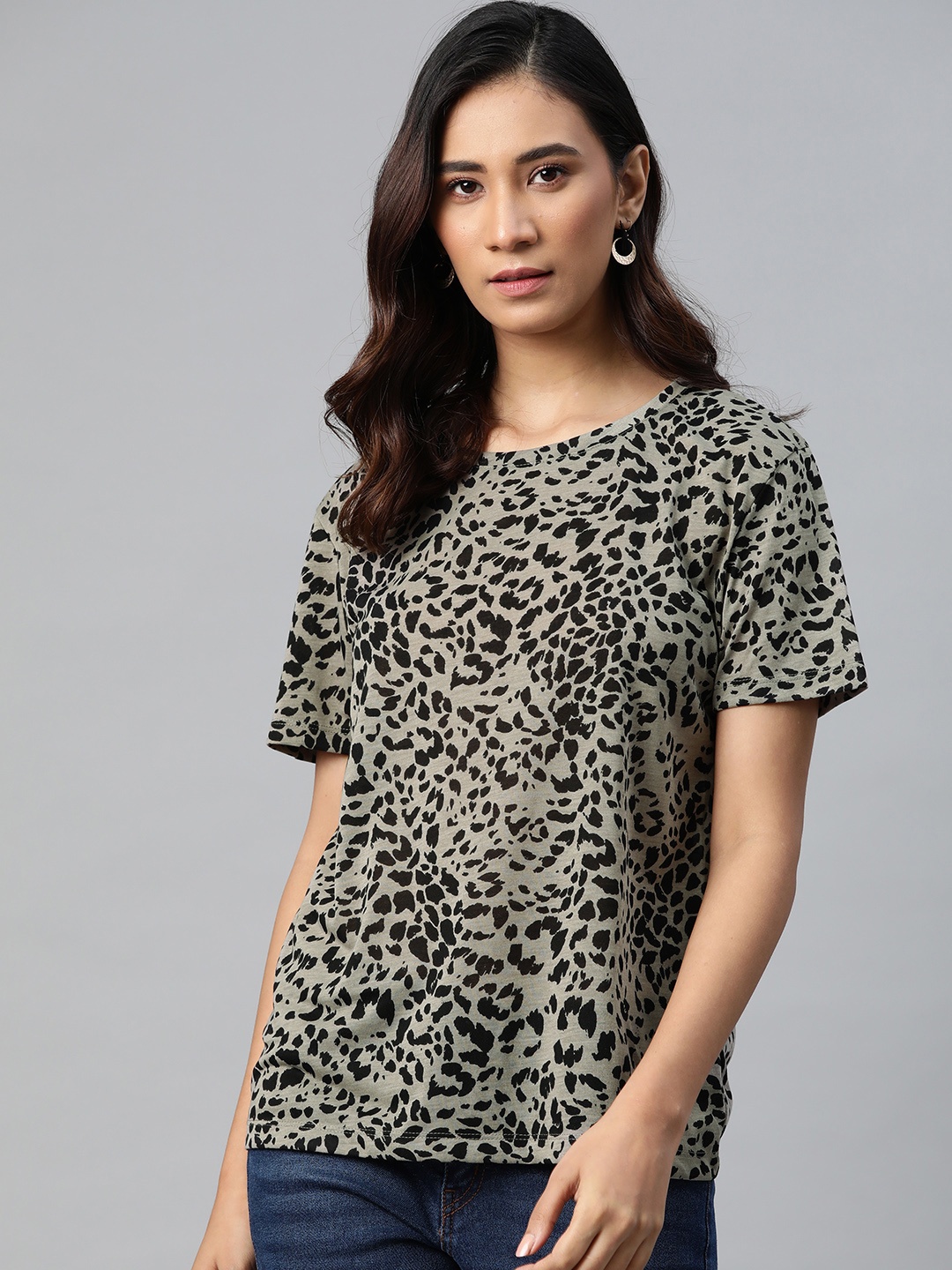 

Marks & Spencer Women Green & Black Printed T-shirt
