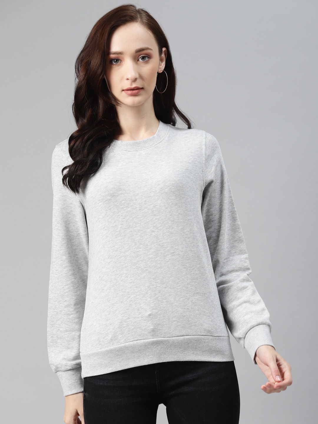 

Marks & Spencer Women Grey Melange Solid Sweatshirt