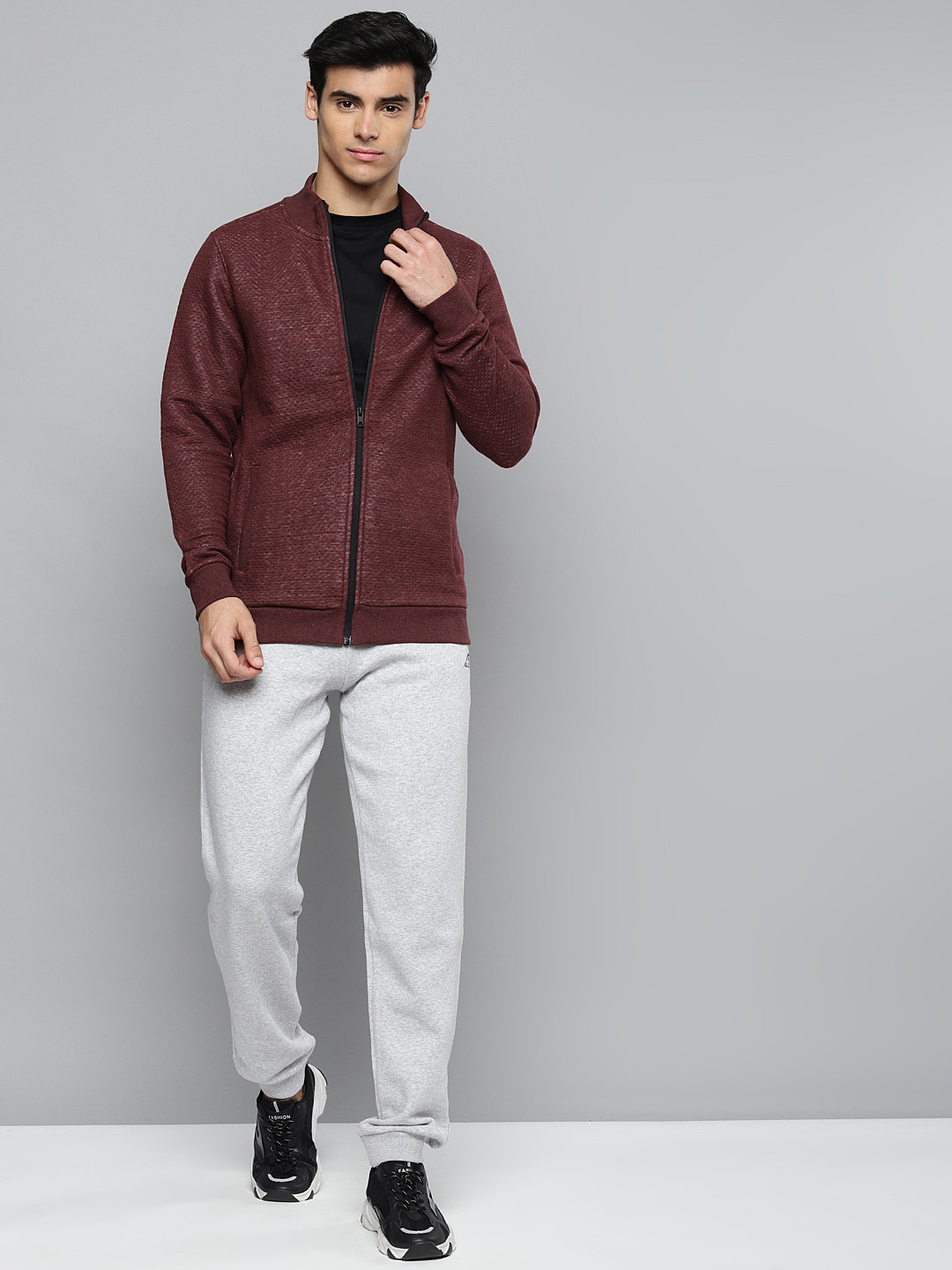 

Alcis Men Burgundy Solid Cotton Sweatshirt