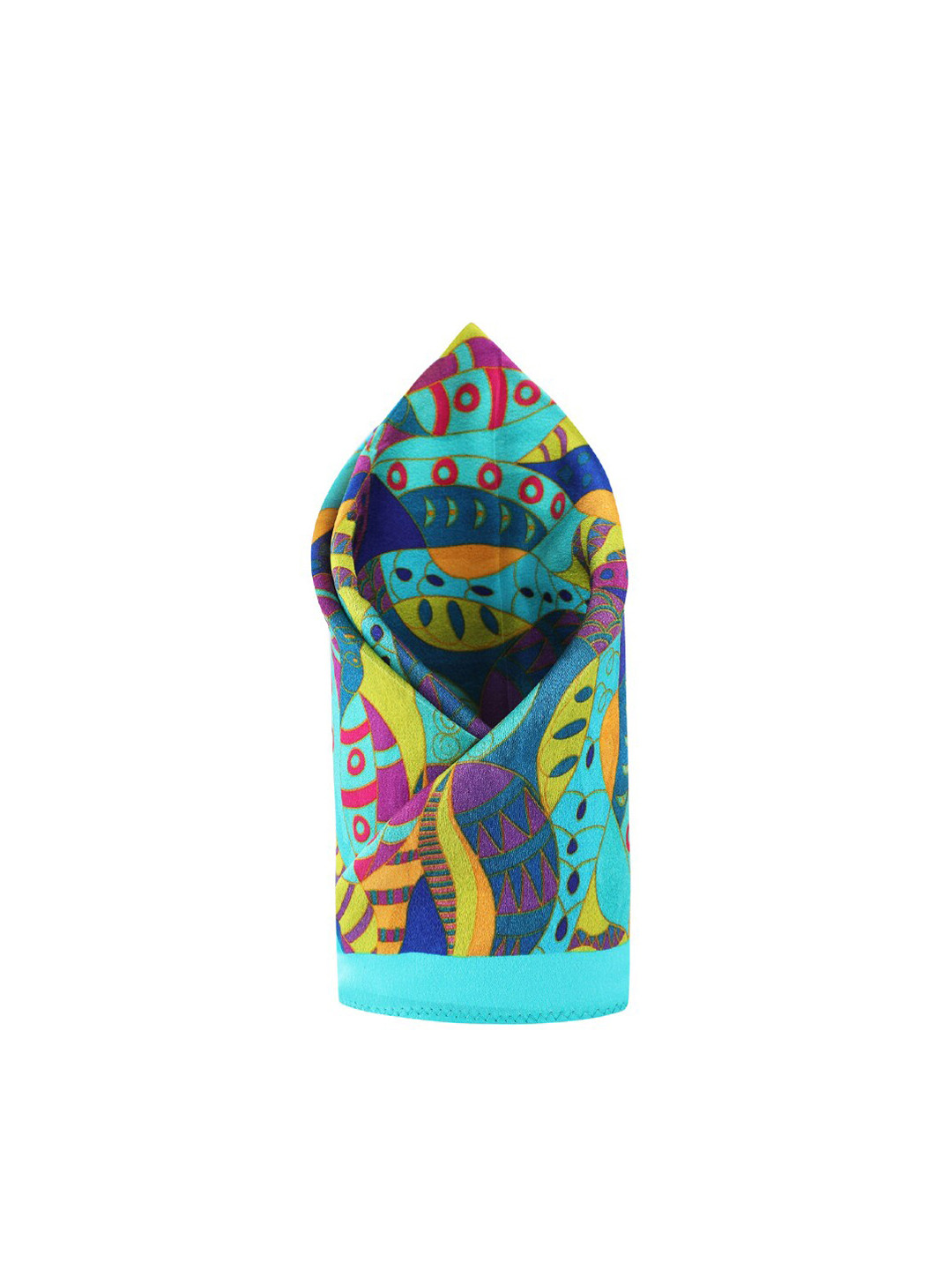 

CHOKORE Men Turquoise Blue & Orange Printed Pocket Square