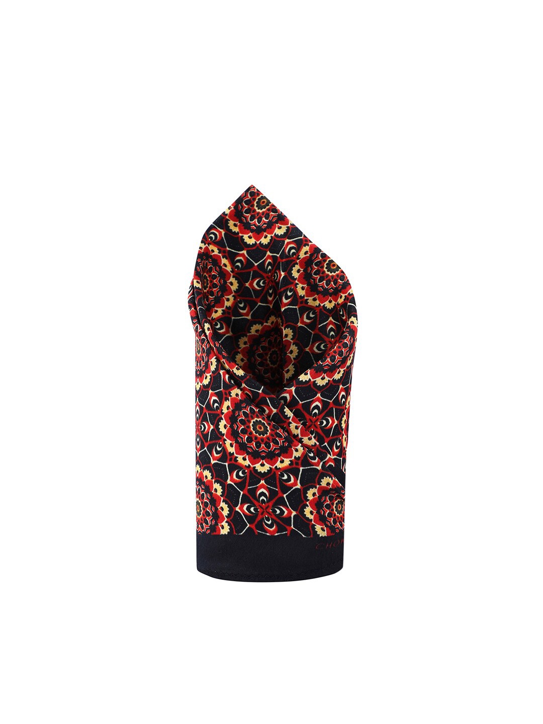 

CHOKORE Men Black & Red Printed Silk Pocket Square