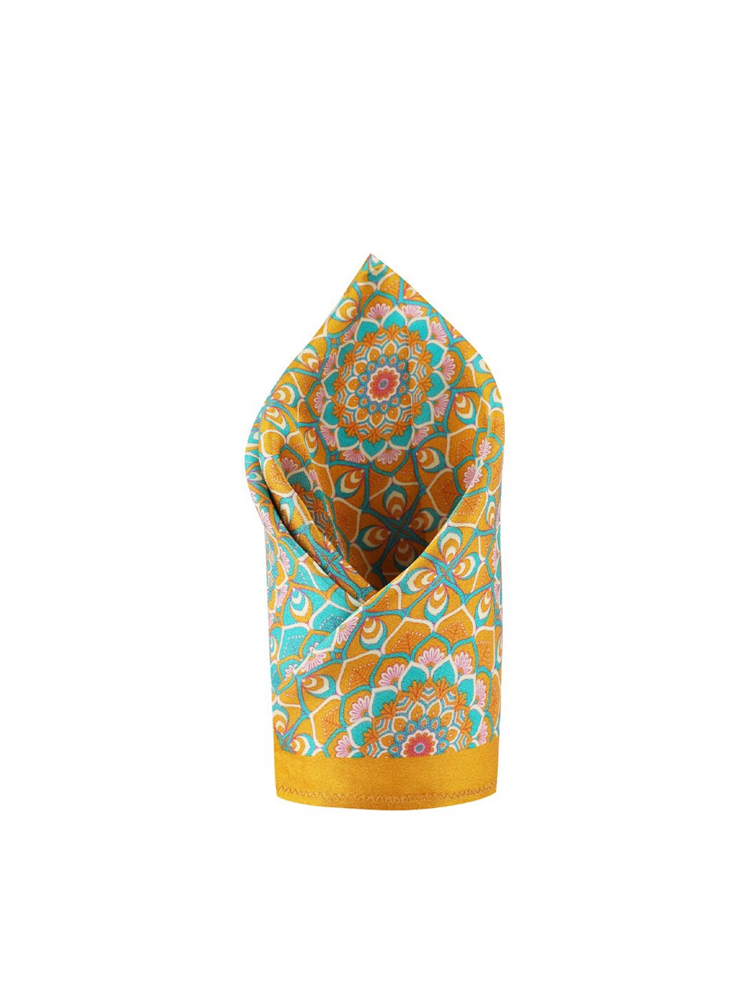 

CHOKORE Men Sea Green & Orange Printed Silk Pocket Square