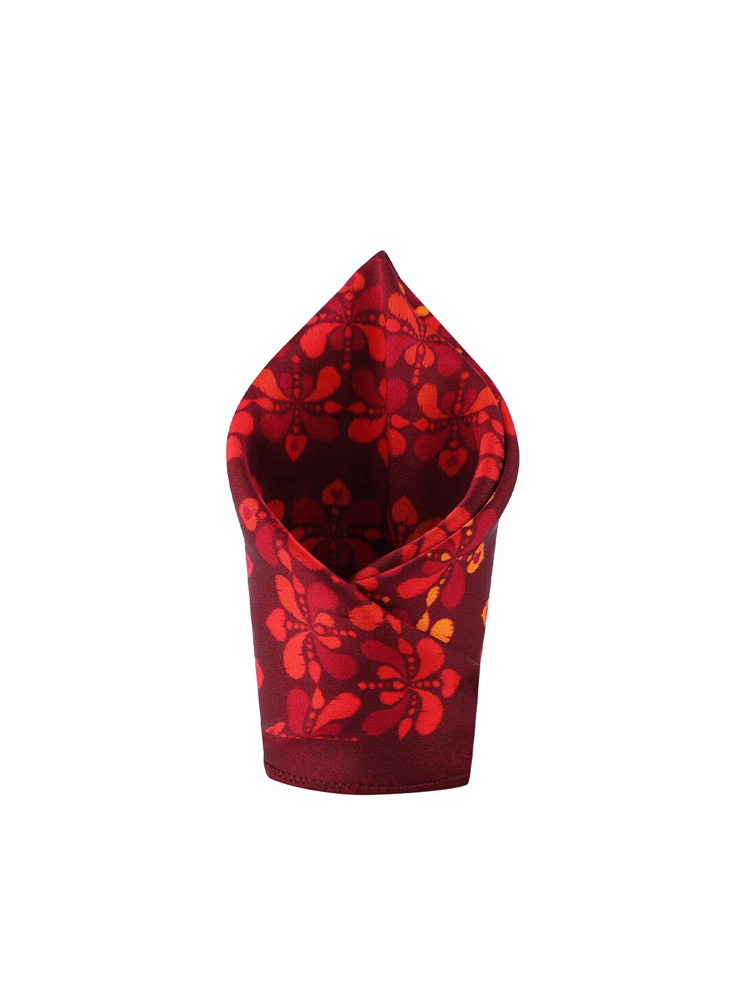 

CHOKORE Men Maroon & Yellow Printed Silk Pocket Square