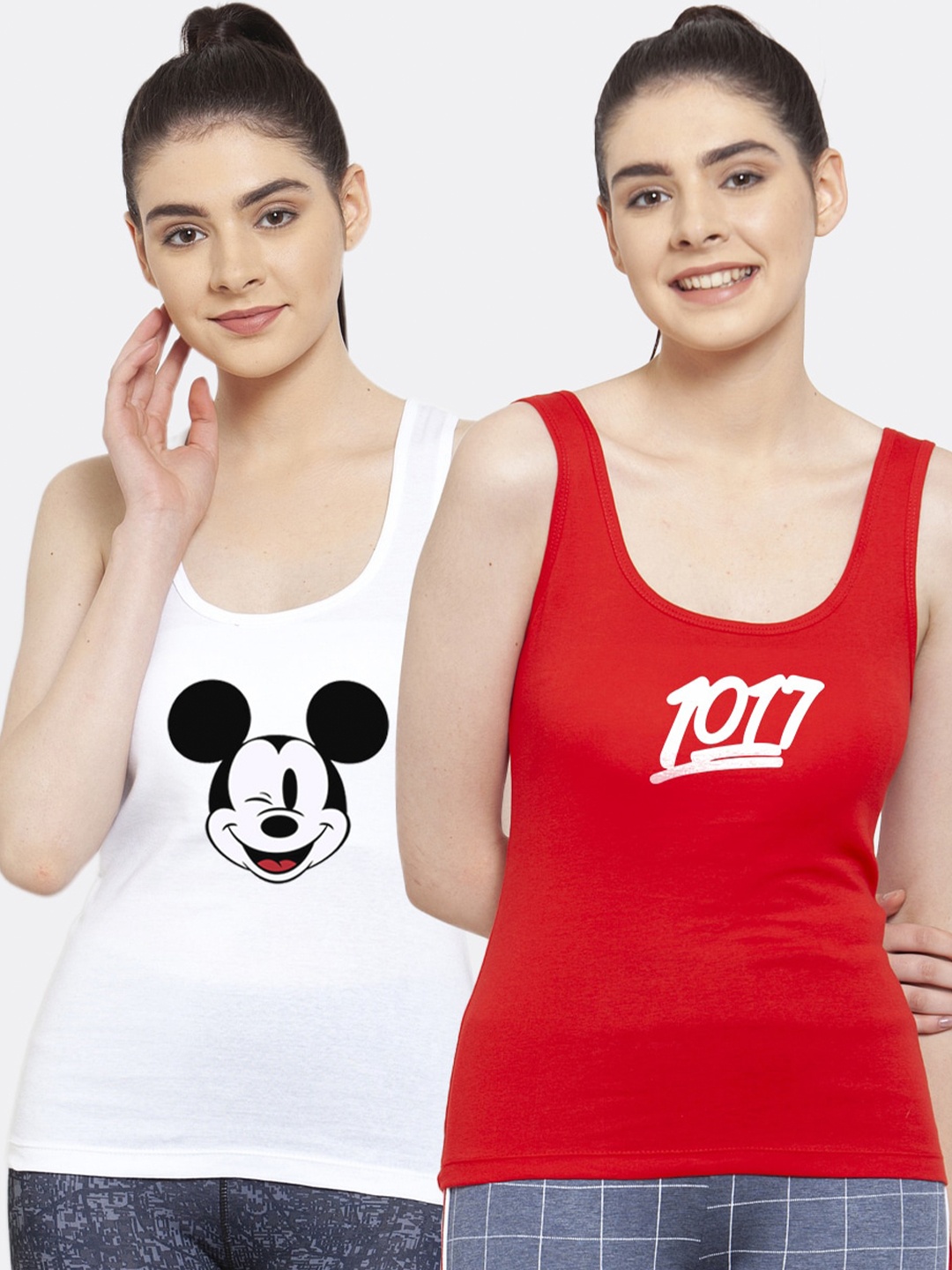 

Friskers Women 2 White & Red Tank Top