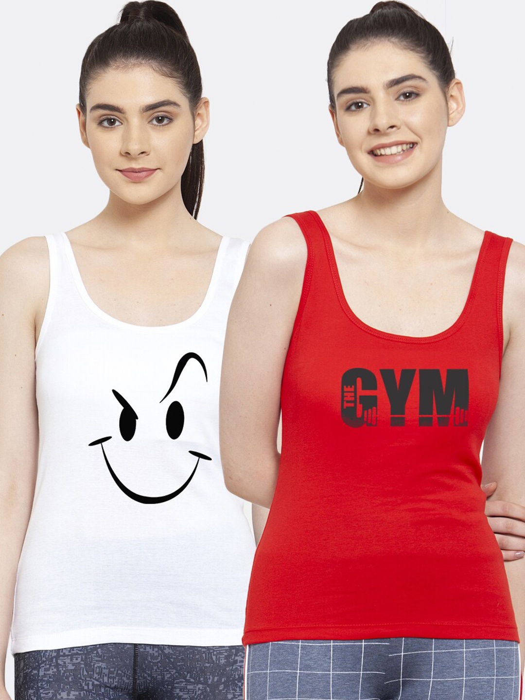 

Friskers Pack of 2 White & Red Tank Tops