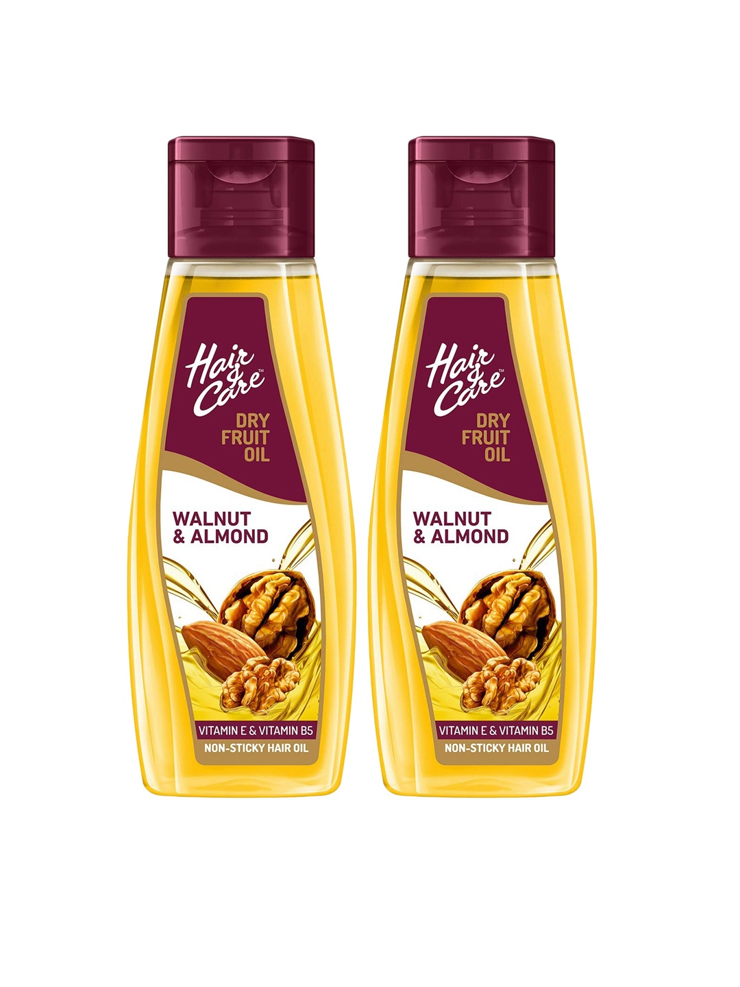 

Hair & Care Set of 2 Walnut & Almond Non-Sticky Dry Fruit Hair Oil, Yellow