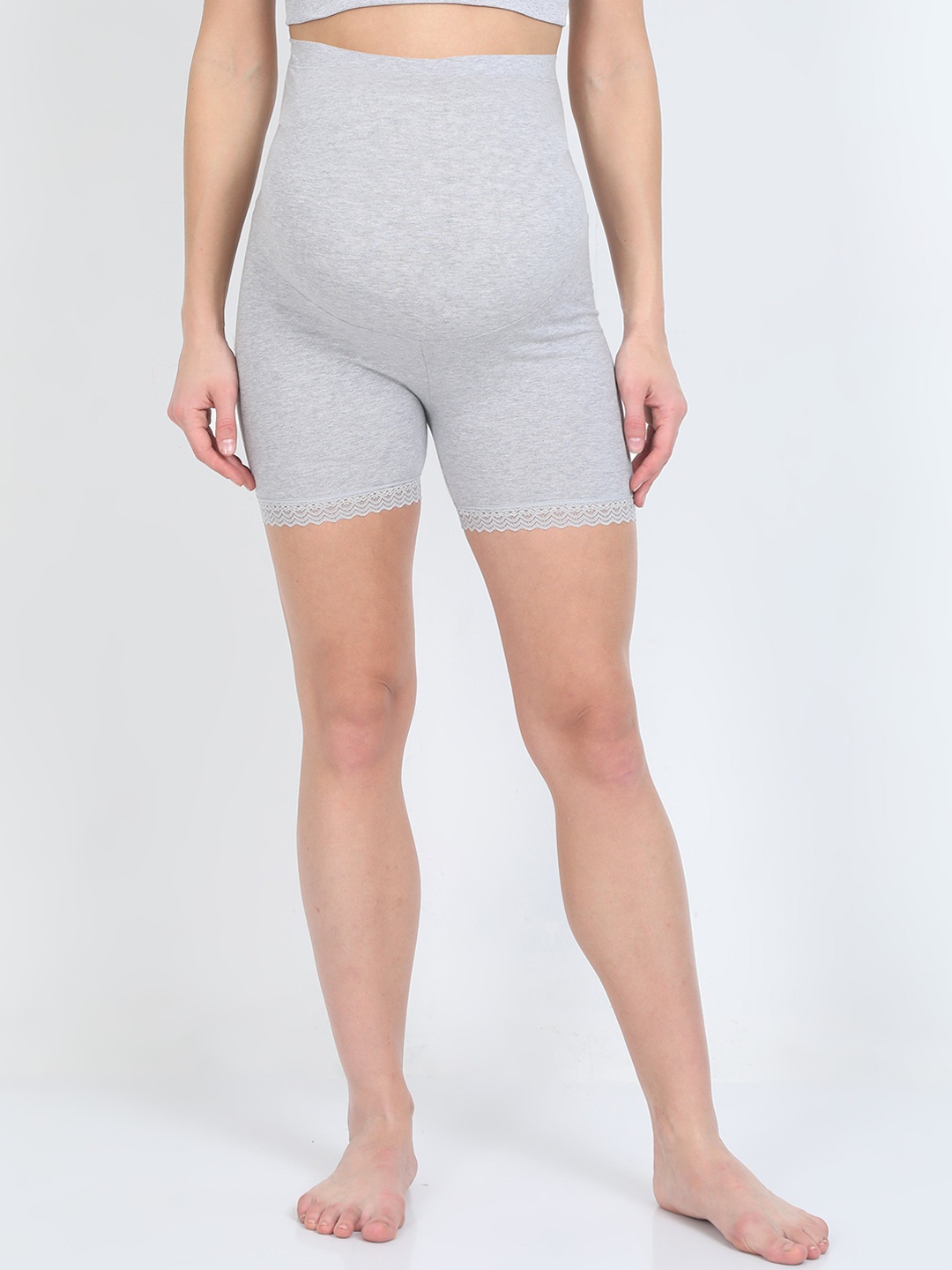 

The Mom Store Women Grey Solid Maternity Boyshorts