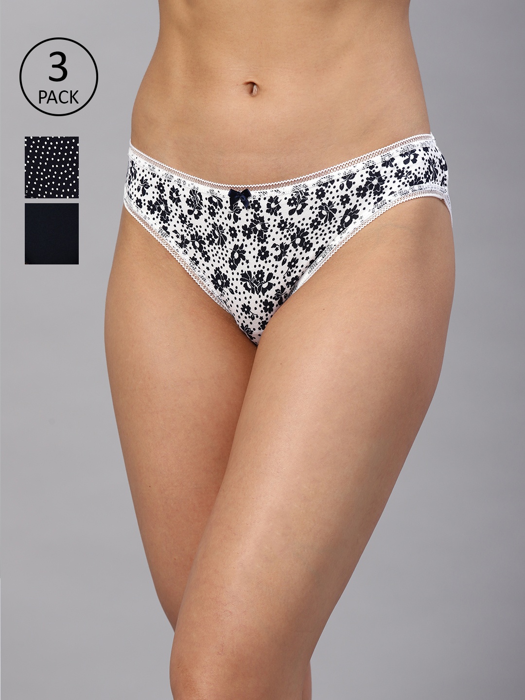 

Marks & Spencer Women Pack of 3 Printed Bikini Briefs T614956, Navy blue