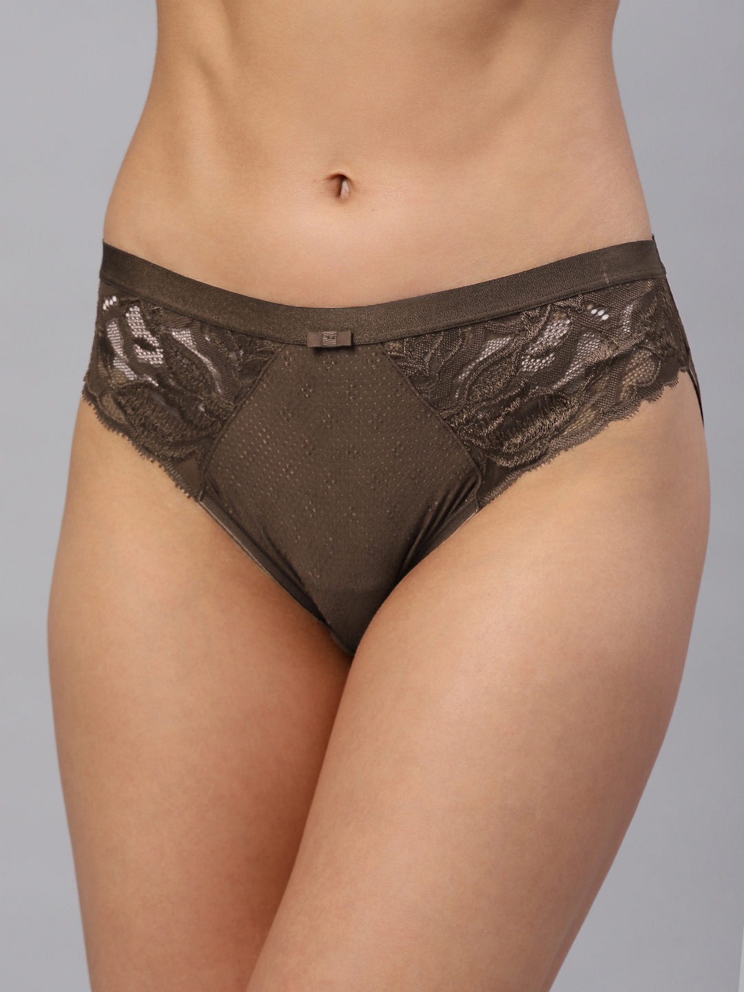 

Marks & Spencer Women Brown Solid Lace Detail Basic Briefs T616104
