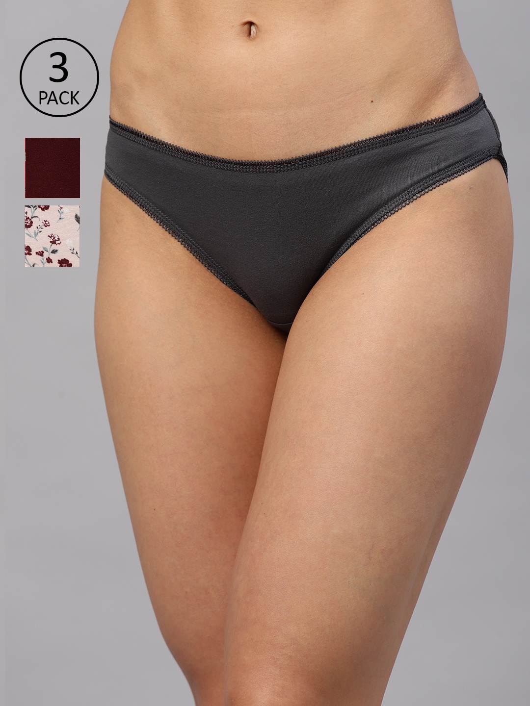 

Marks & Spencer Women Pack of 3 Sustainable High Legs Bikini Briefs T612099KMULBERRY, Burgundy