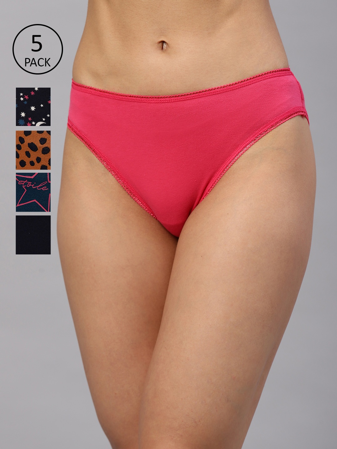 

Marks & Spencer Women Pack of 5 High-Leg Bikini Briefs T612102X, Pink