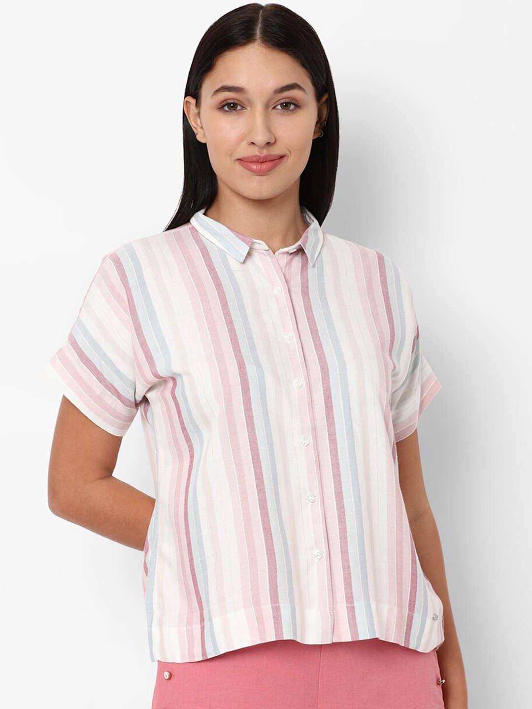 

Allen Solly Woman Women Multicoloured Striped Casual Shirt, Multi
