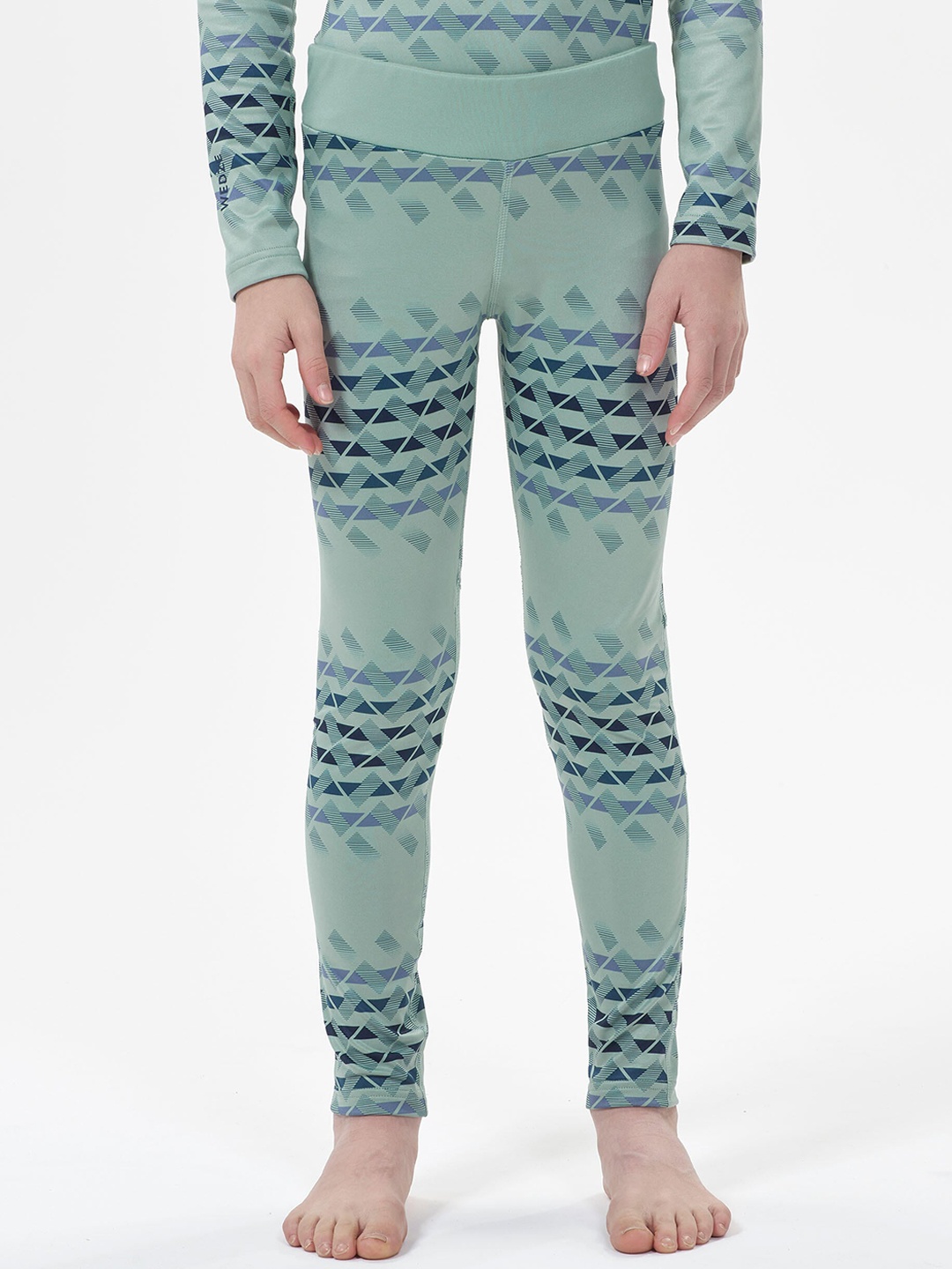 

WEDZE By Decathlon Kids Boys Green Regular Fit Printed Skiing Base Layer Trousers