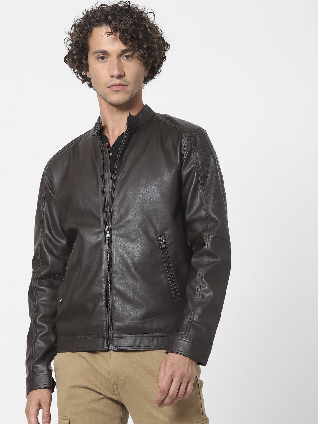 

Celio Men Brown Biker Jacket