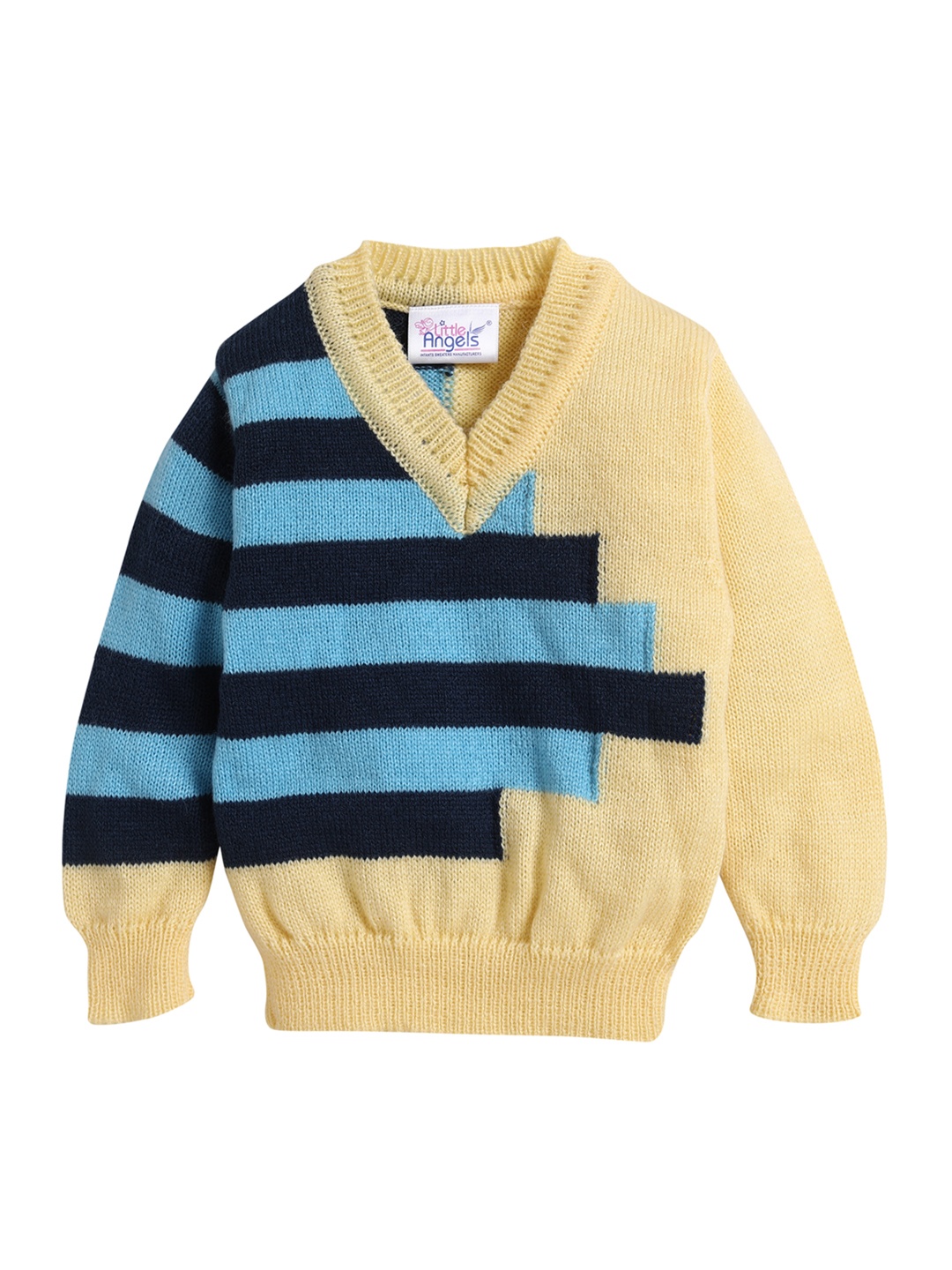 

Little Angels Unisex Kids Yellow & Blue Colourblocked Sweater
