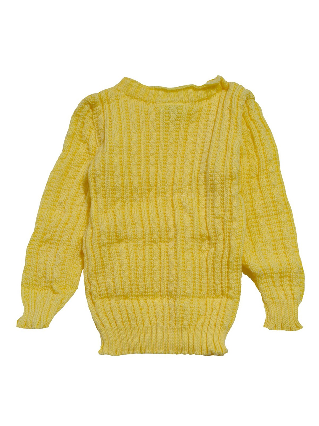 

Little Angels Kids Yellow Striped Self Design Pullover Sweater